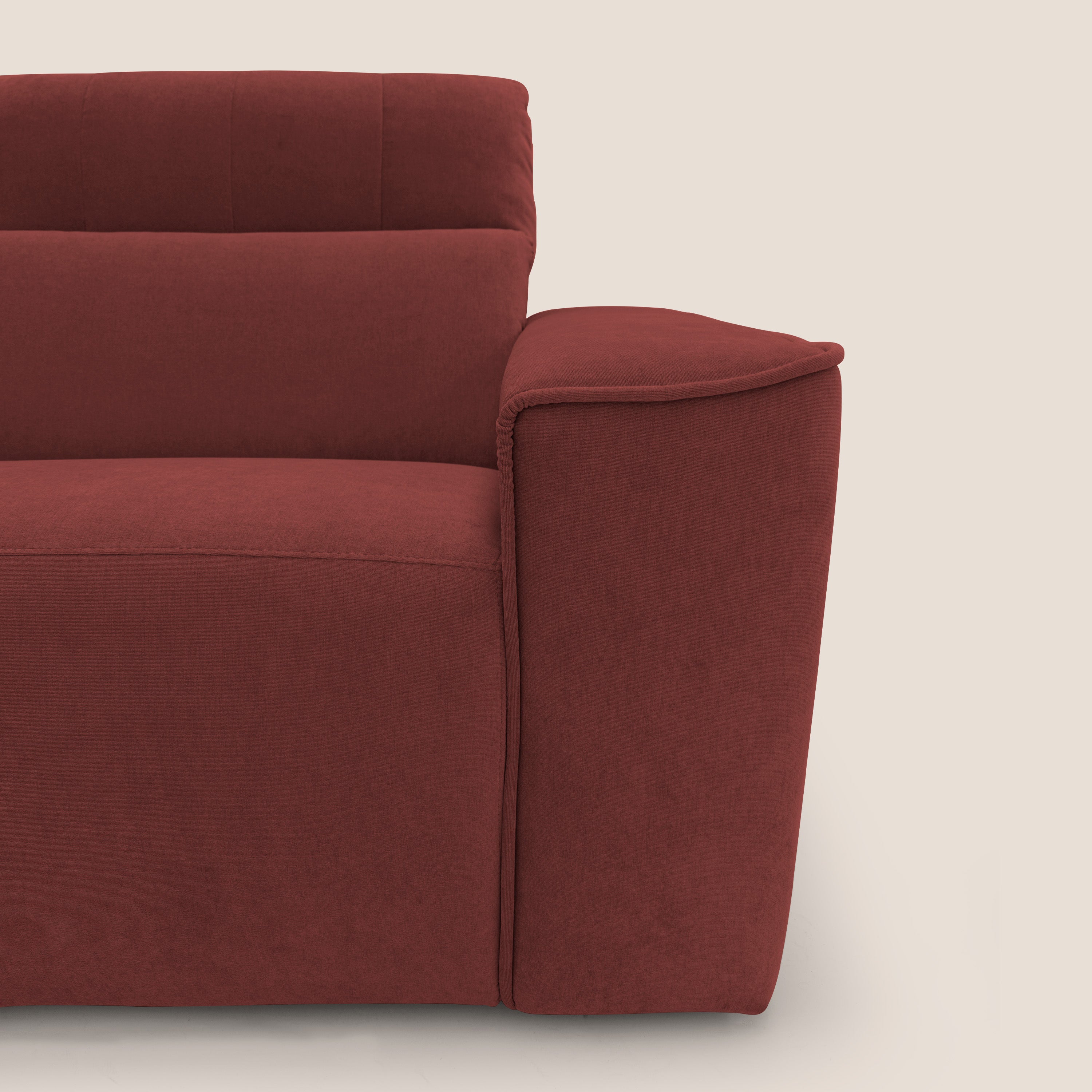 Clark Divano modulare 3 sedute con opzione relax elettrico in tessuto smacchiabile impermeabile T17 rosso - divani.store