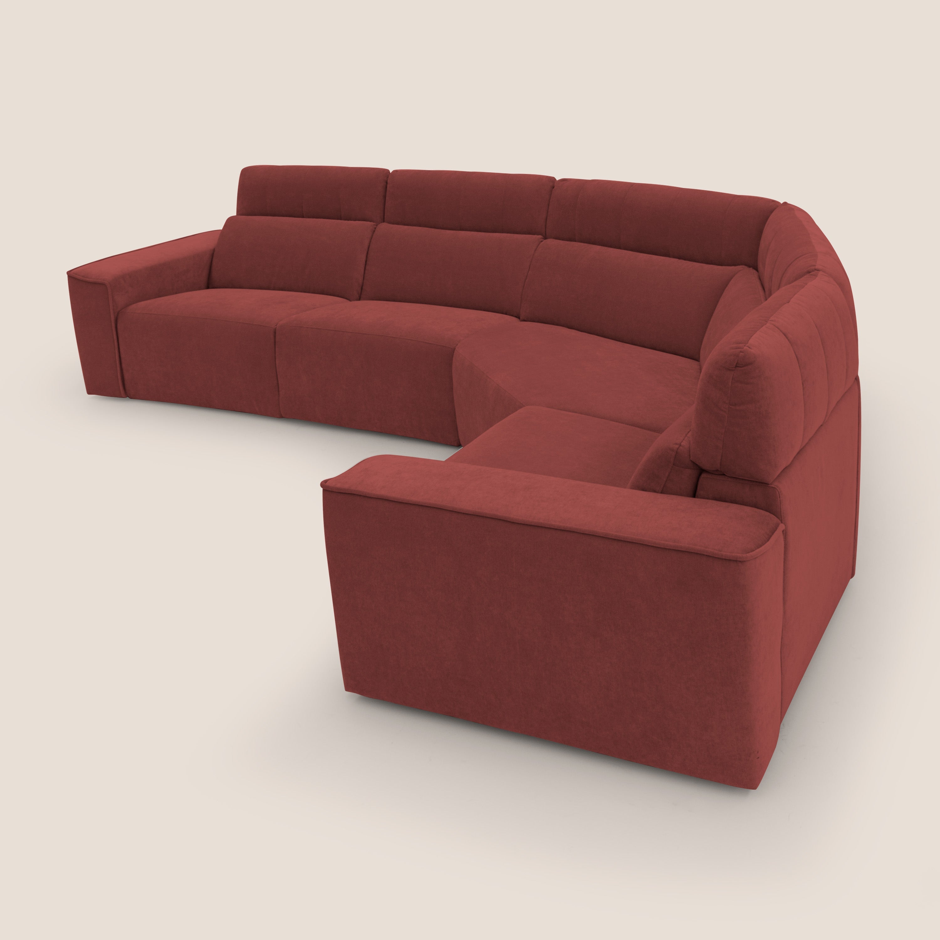 Clark Divano modulare angolare REVERSIBILE con opzione relax elettrico in tessuto smacchiabile impermeabile T17 rosso - divani.store