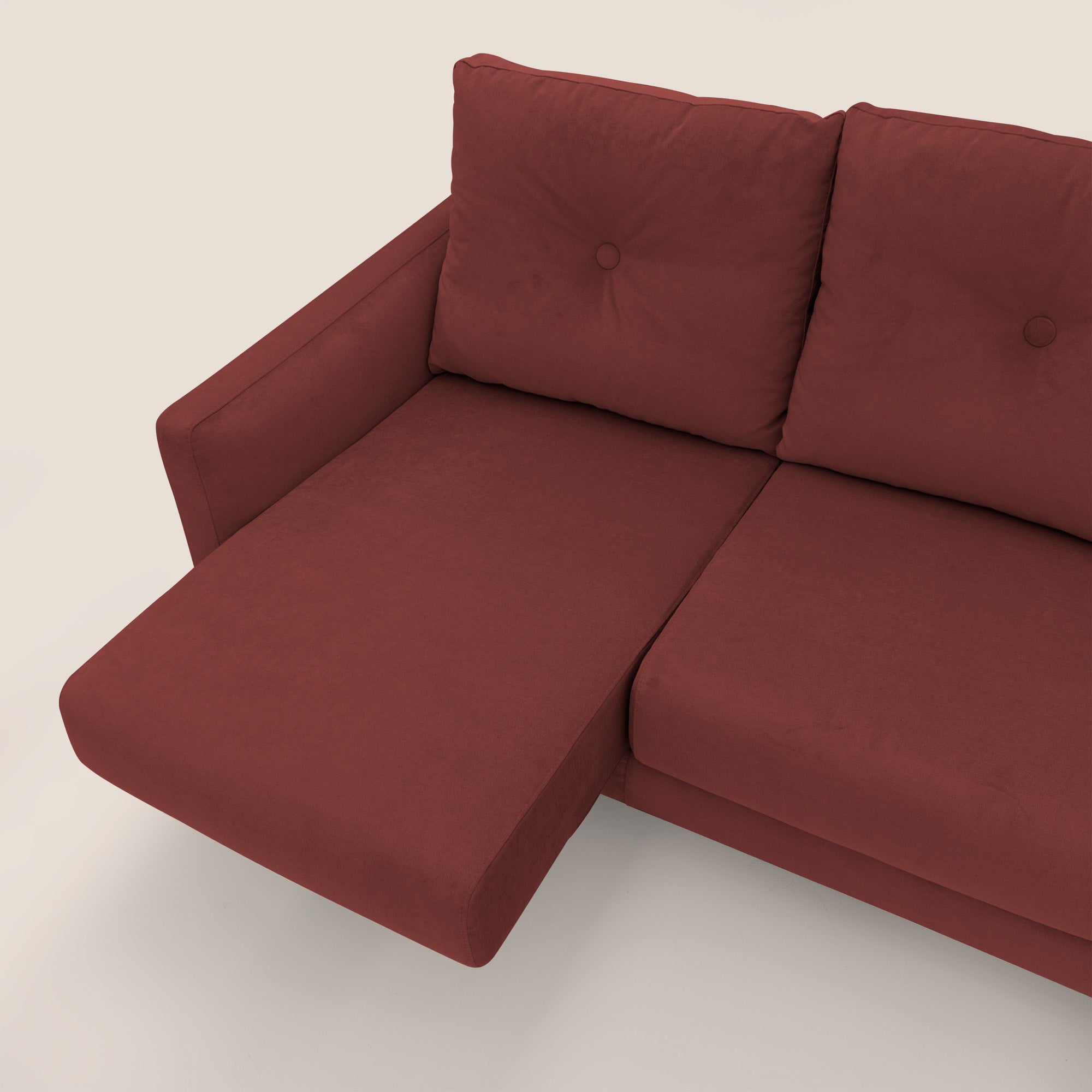 Matisse divano a 3 sedute allungabili e schienali in piuma d'oca in tessuto smacchiabile T17 rosso - divani.store