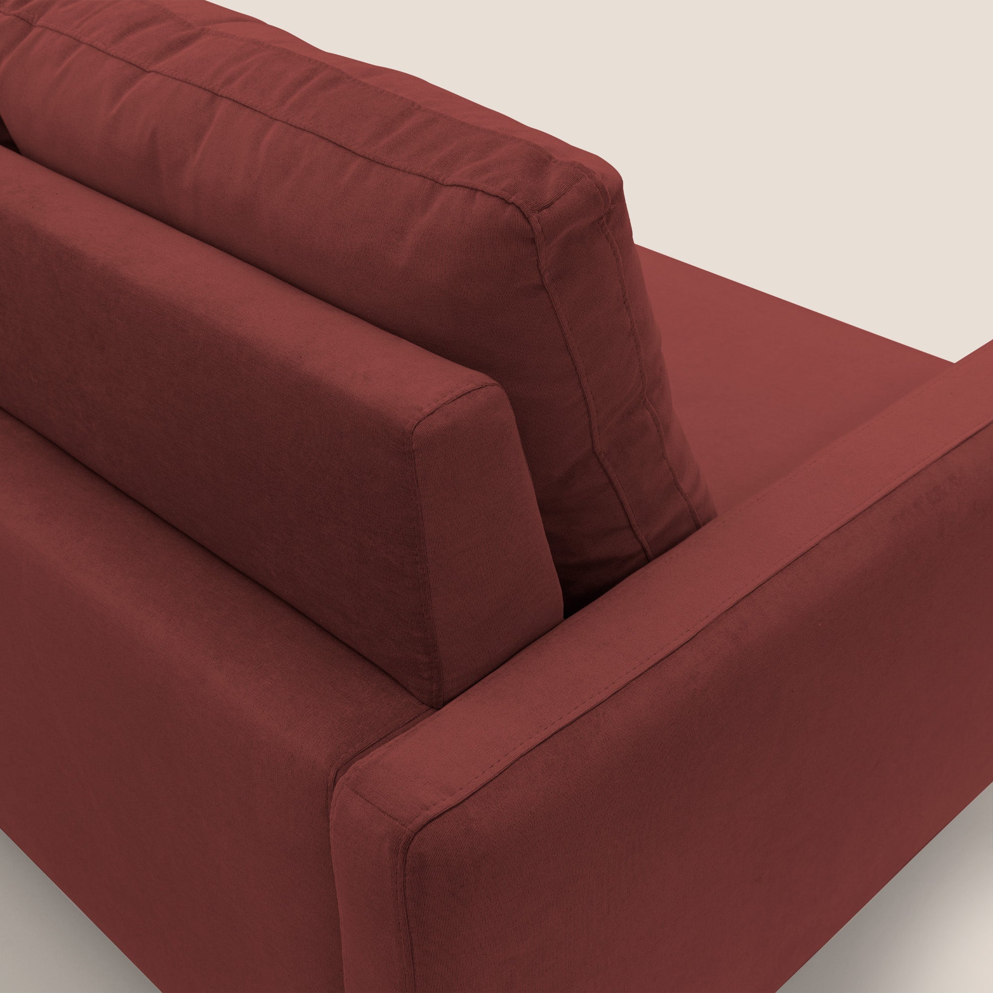 Matisse divano a 3 sedute allungabili e schienali in piuma d'oca in tessuto smacchiabile T17 rosso - divani.store