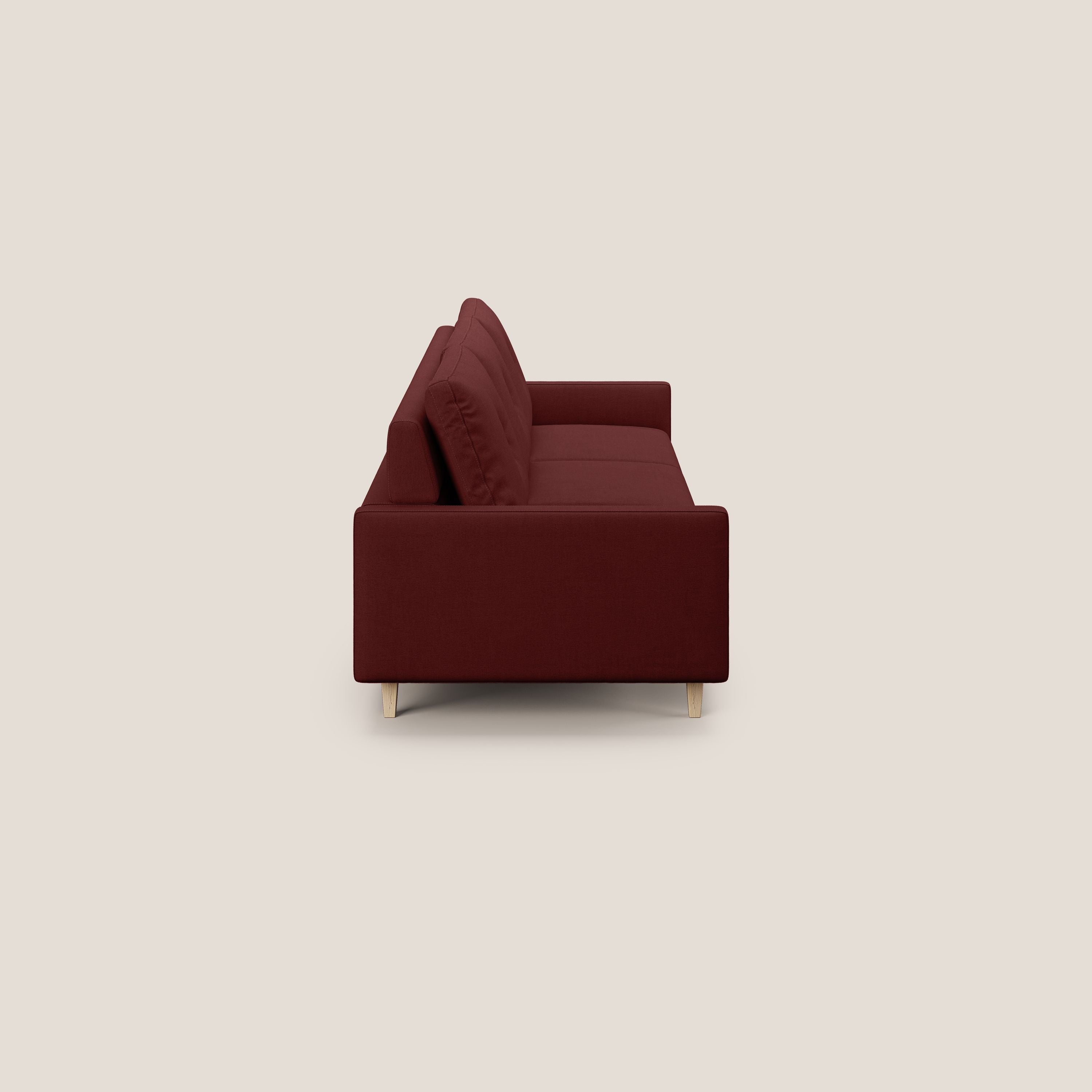 Matisse divano a 3 sedute allungabili e schienali in piuma d'oca in tessuto smacchiabile T17 rosso - divani.store