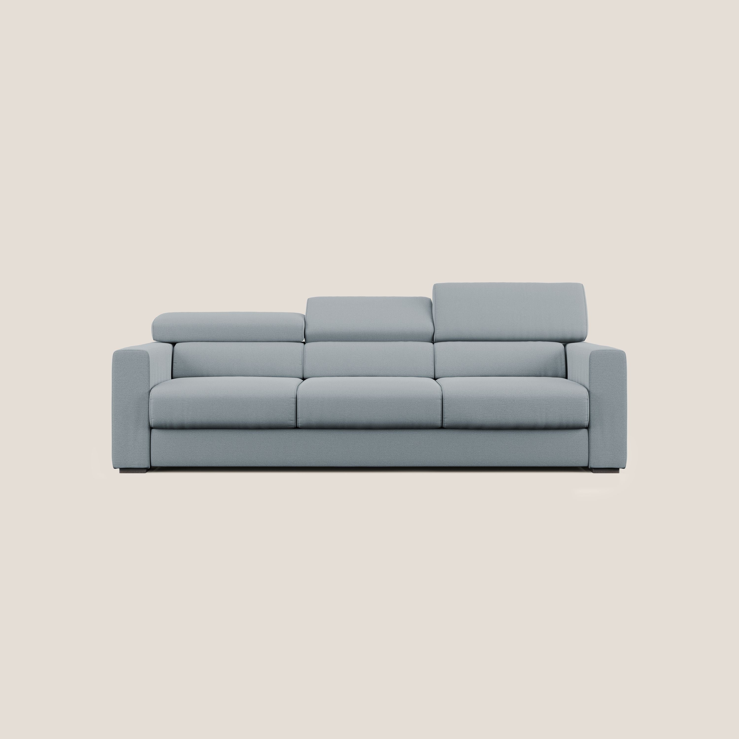 Dylan divano a 3 sedute con pouf estraibile poggiapiedi in tessuto fiammato simil cotone impermeabile T19 carta da zucchero - divani.store