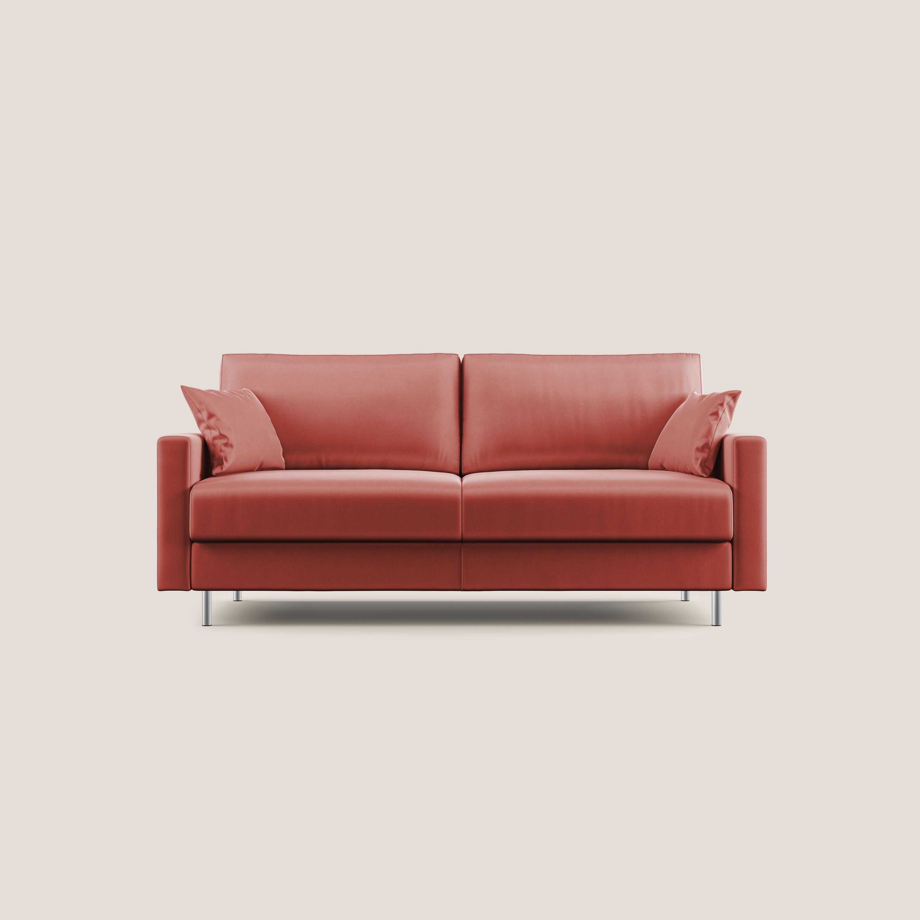 Andromeda divano letto matrimoniale in velluto morbido impermeabile T01 salmone - divani.store