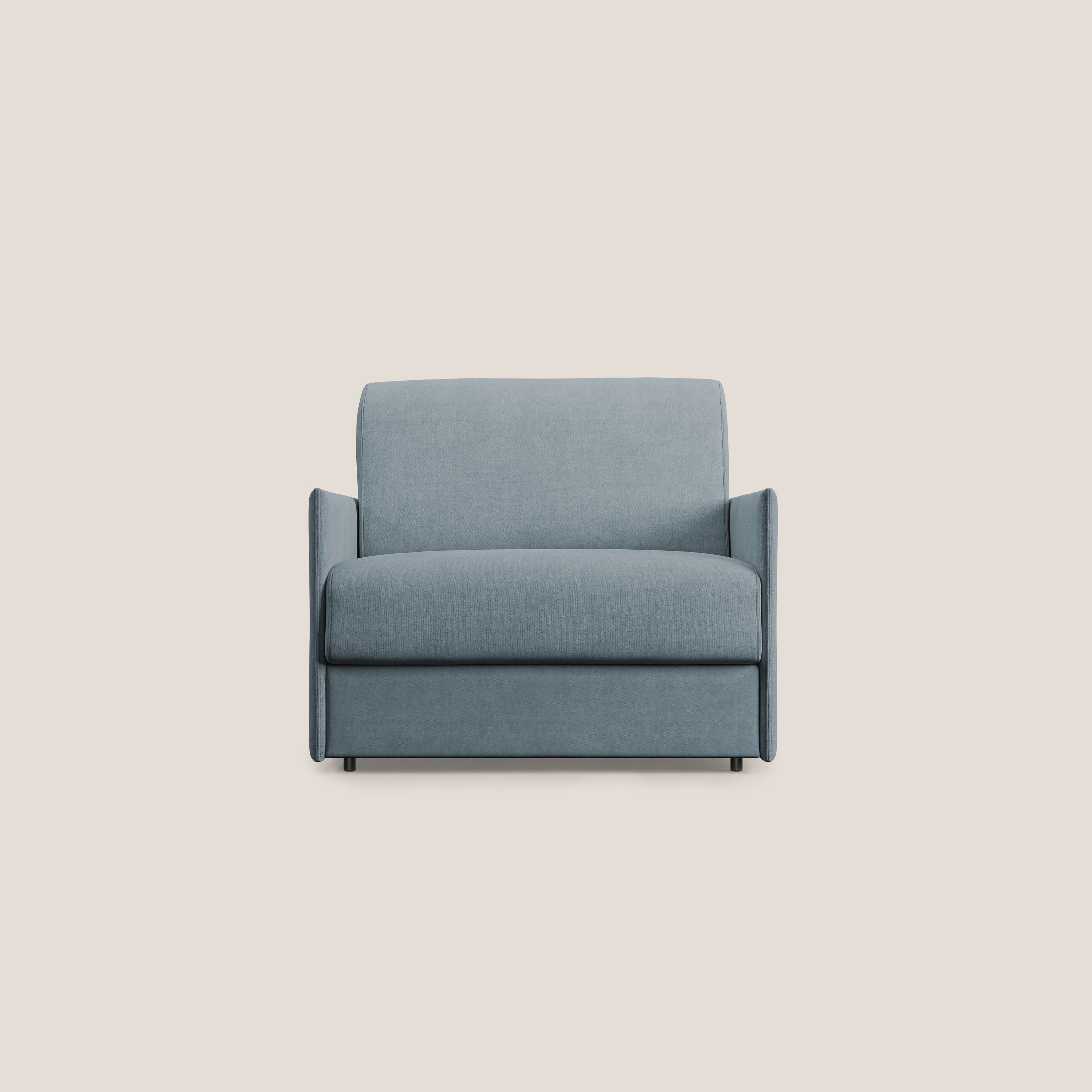 Evans poltrona letto in morbido tessuto impermeabile T02 carta da zucchero - divani.store