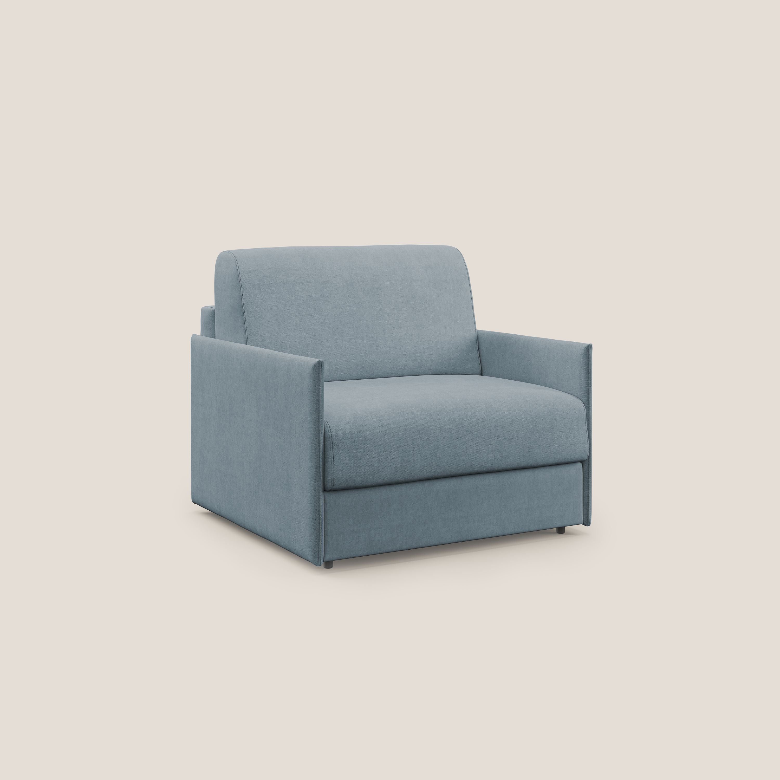 Evans poltrona letto in morbido tessuto impermeabile T02 carta da zucchero - divani.store