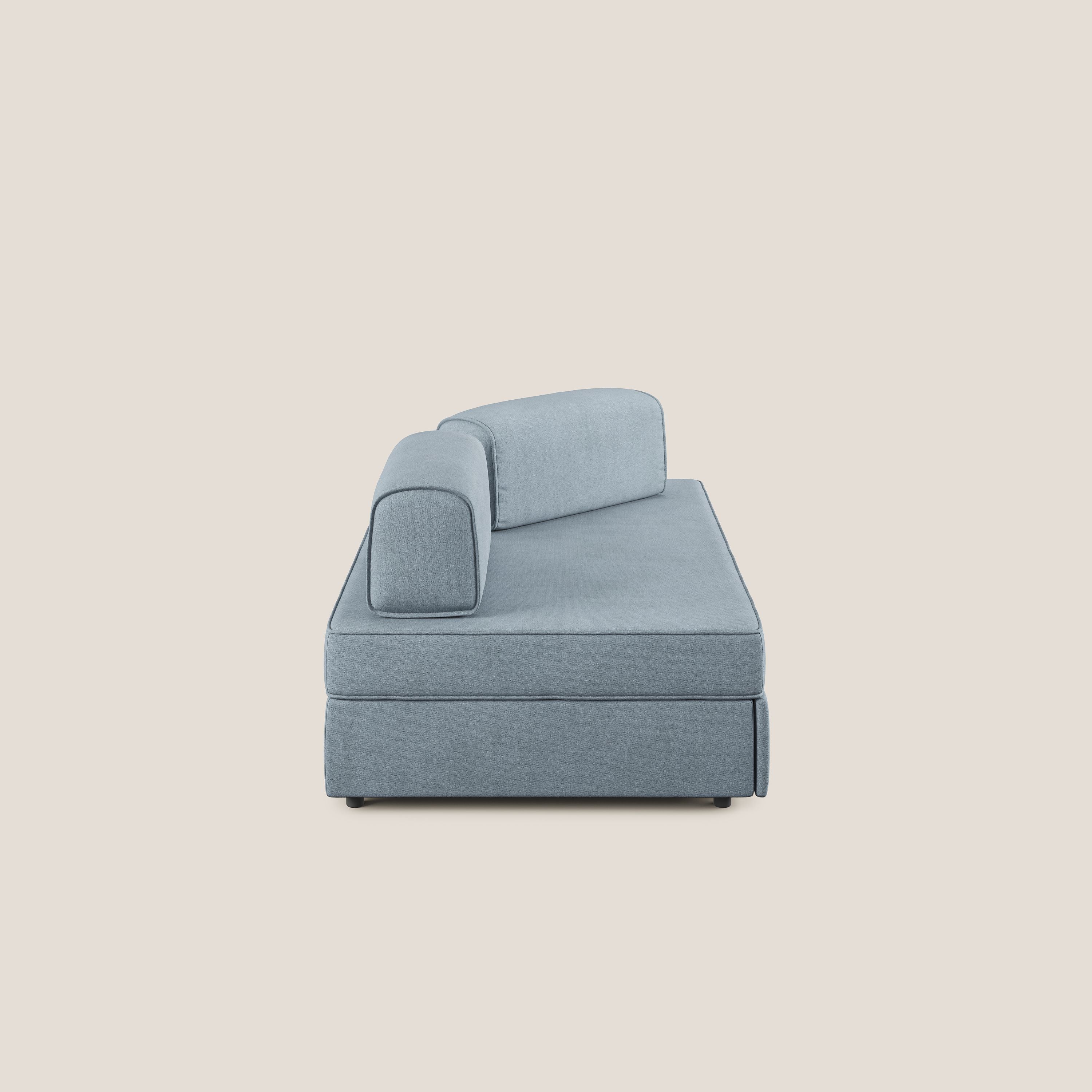 Liberty divano con pouf estraibile e schienali movibili in tessuto morbido impermeabile T02 carta da zucchero - divani.store