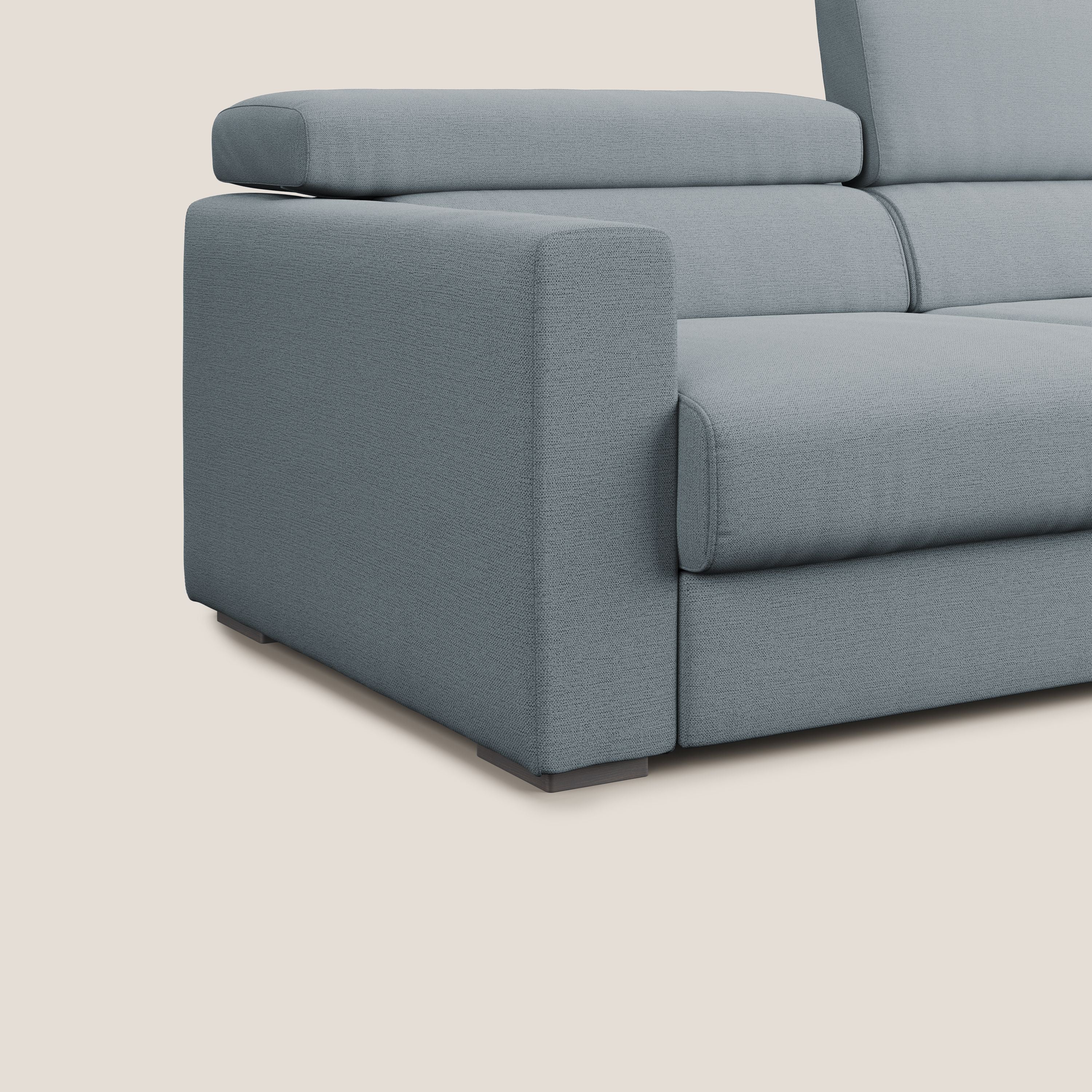 Dylan divano allungabile con pouf estraibile poggiapiedi in tessuto fiammato simil cotone impermeabile T19 carta da zucchero - divani.store