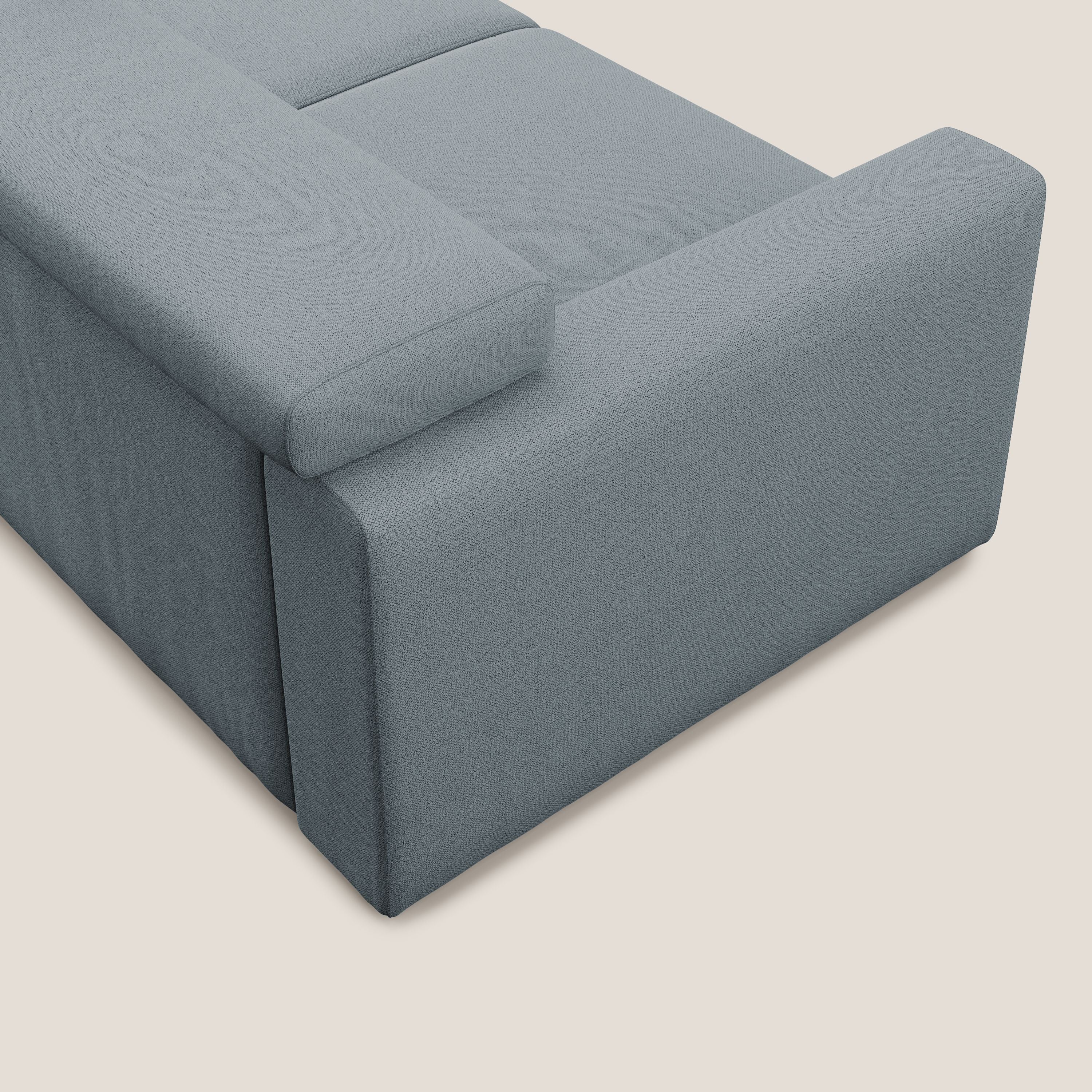 Dylan divano allungabile con pouf estraibile poggiapiedi in tessuto fiammato simil cotone impermeabile T19 carta da zucchero - divani.store