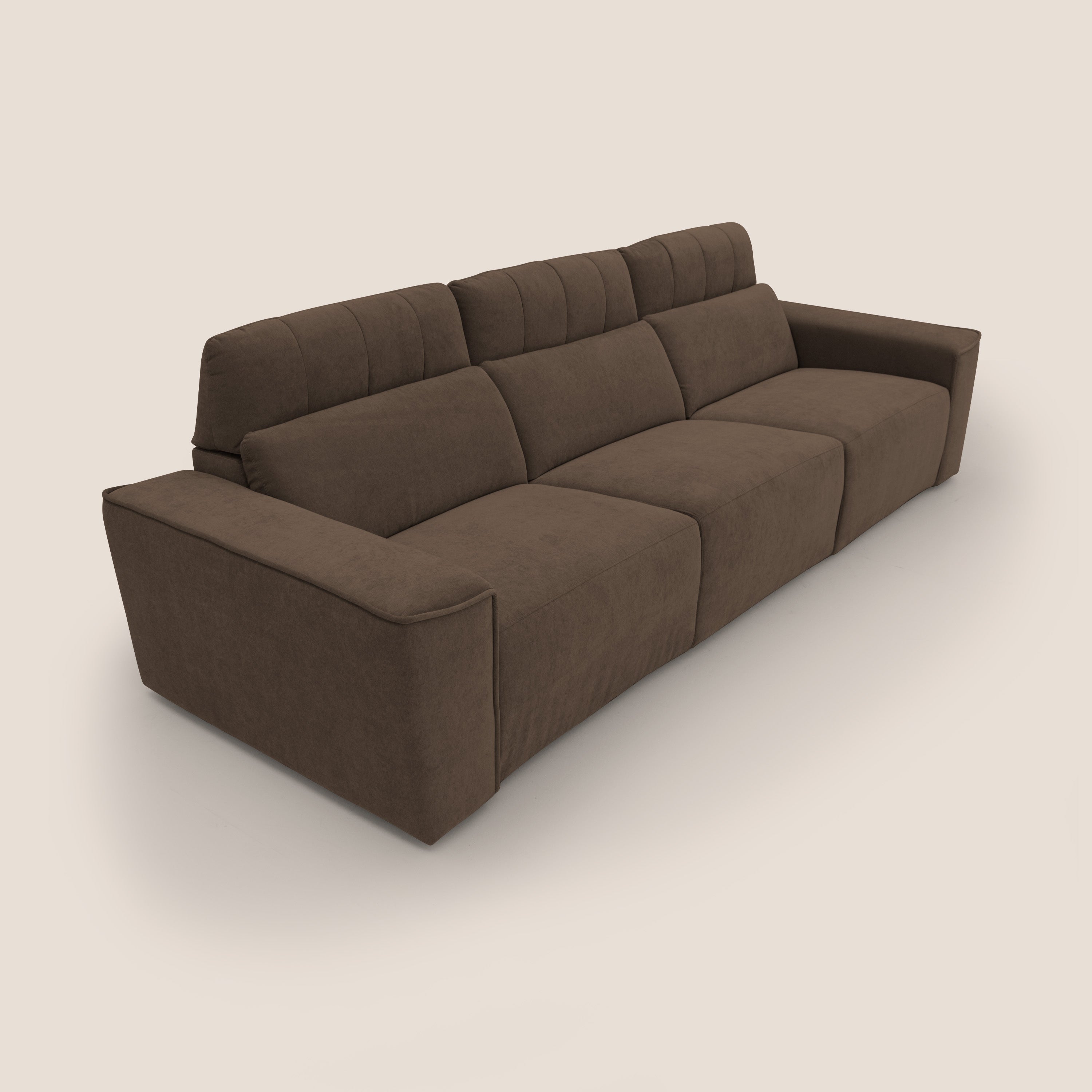 Clark Divano modulare 3 sedute con opzione relax elettrico in tessuto smacchiabile impermeabile T17 marrone - divani.store