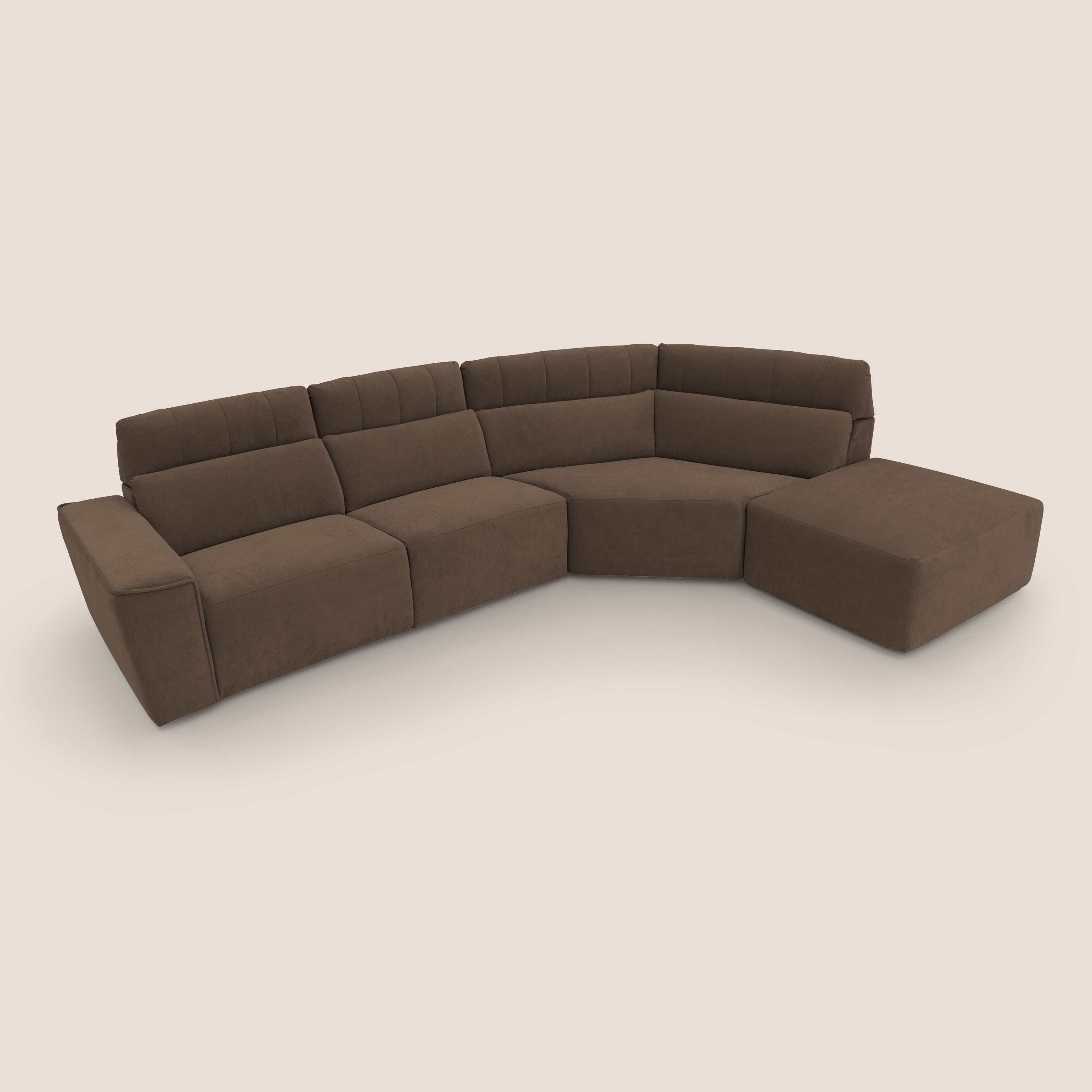 Clark Divano angolare con opzione relax elettrico in tessuto smacchiabile impermeabile T17 marrone - divani.store