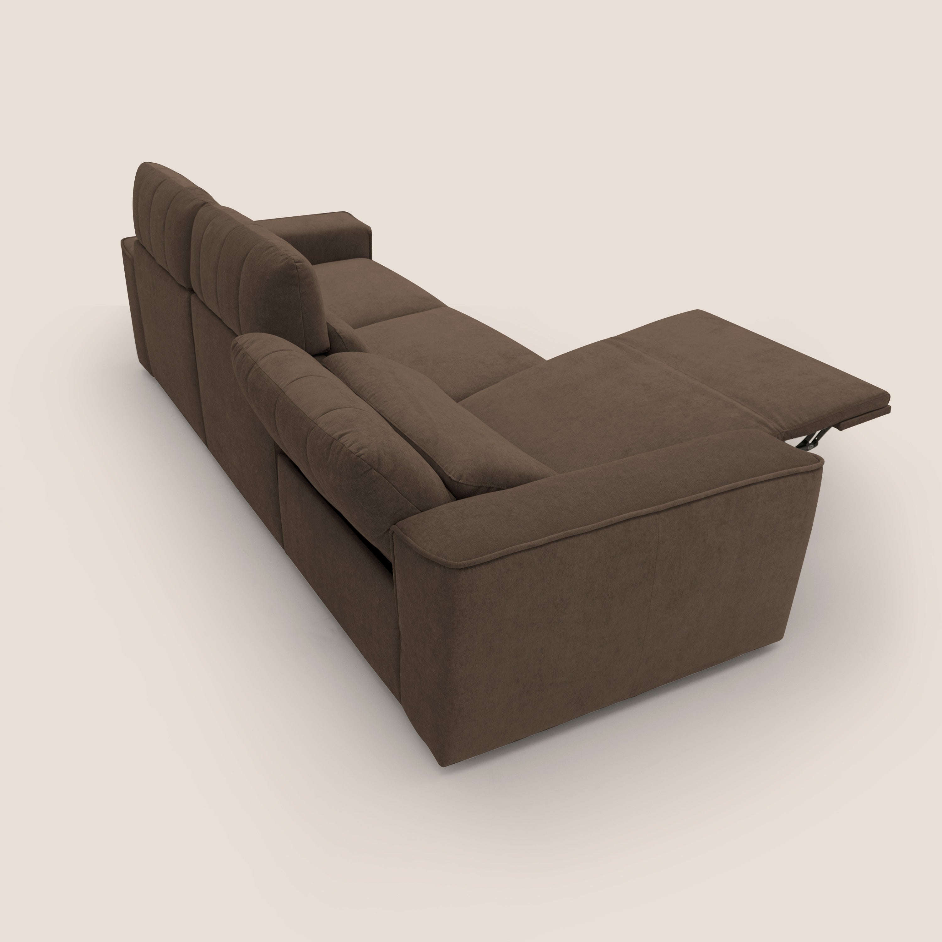 Clark Divano modulare 3 sedute con opzione relax elettrico in tessuto smacchiabile impermeabile T17 marrone - divani.store