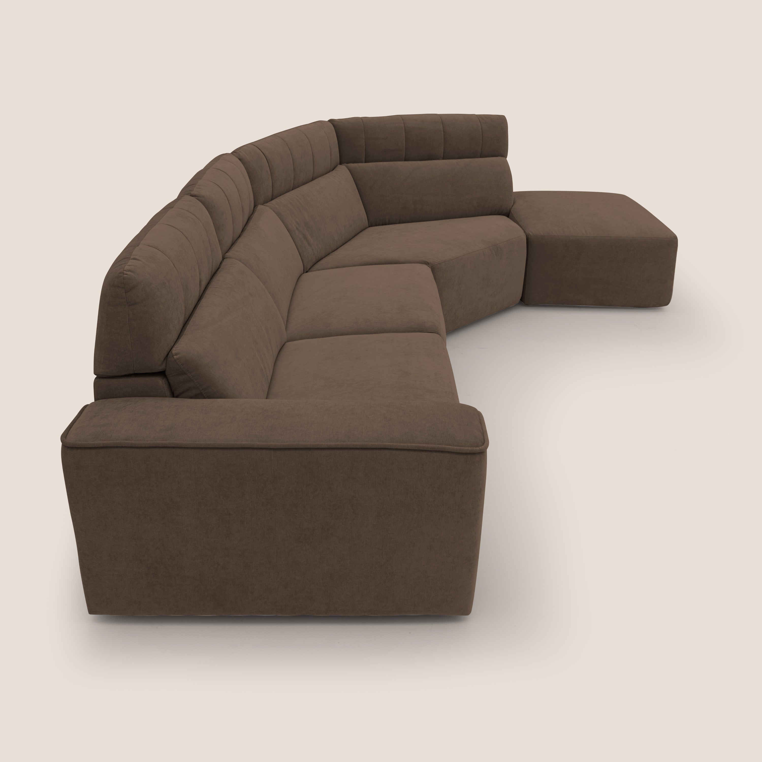 Clark Divano angolare con opzione relax elettrico in tessuto smacchiabile impermeabile T17 marrone - divani.store