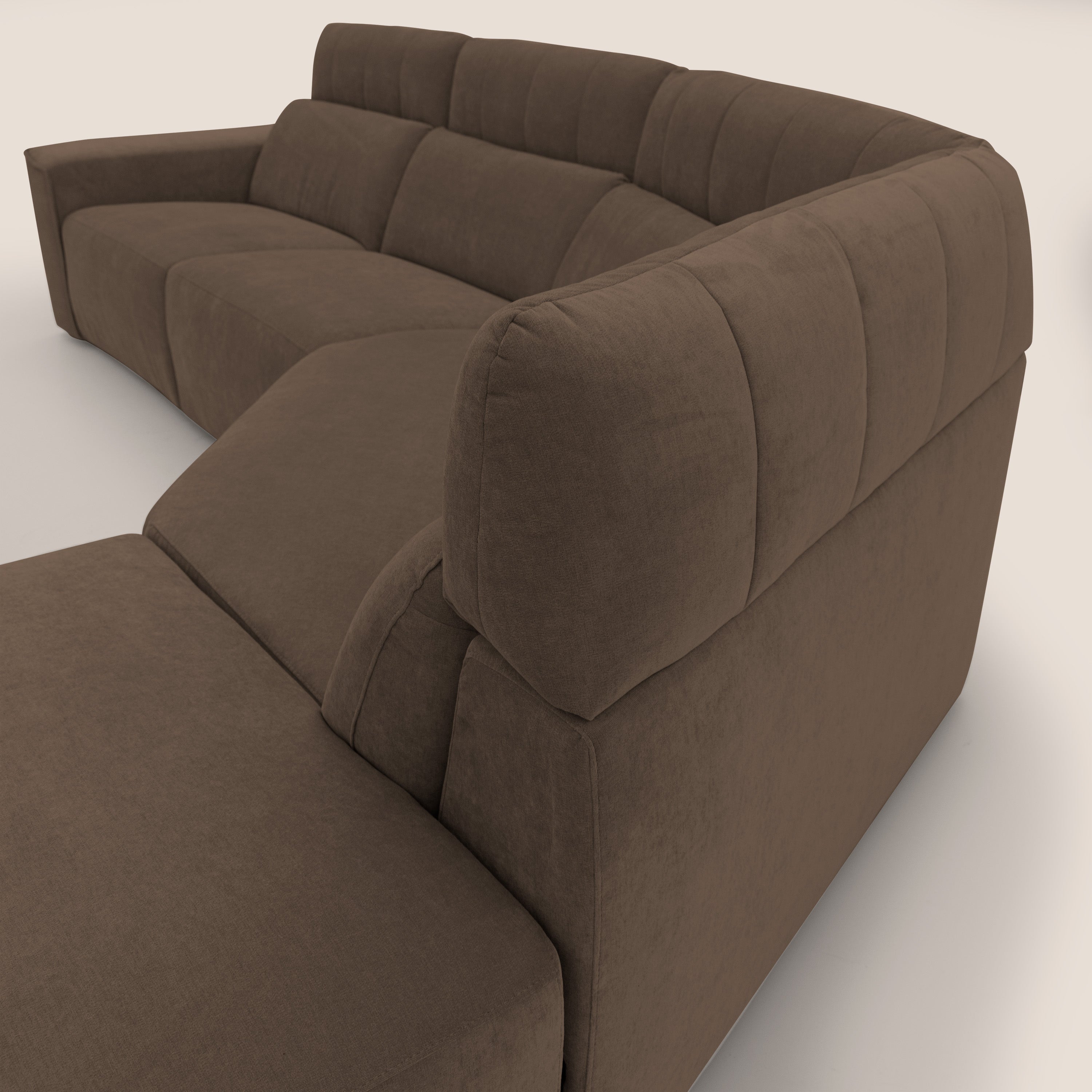 Clark Divano angolare con opzione relax elettrico in tessuto smacchiabile impermeabile T17 marrone - divani.store