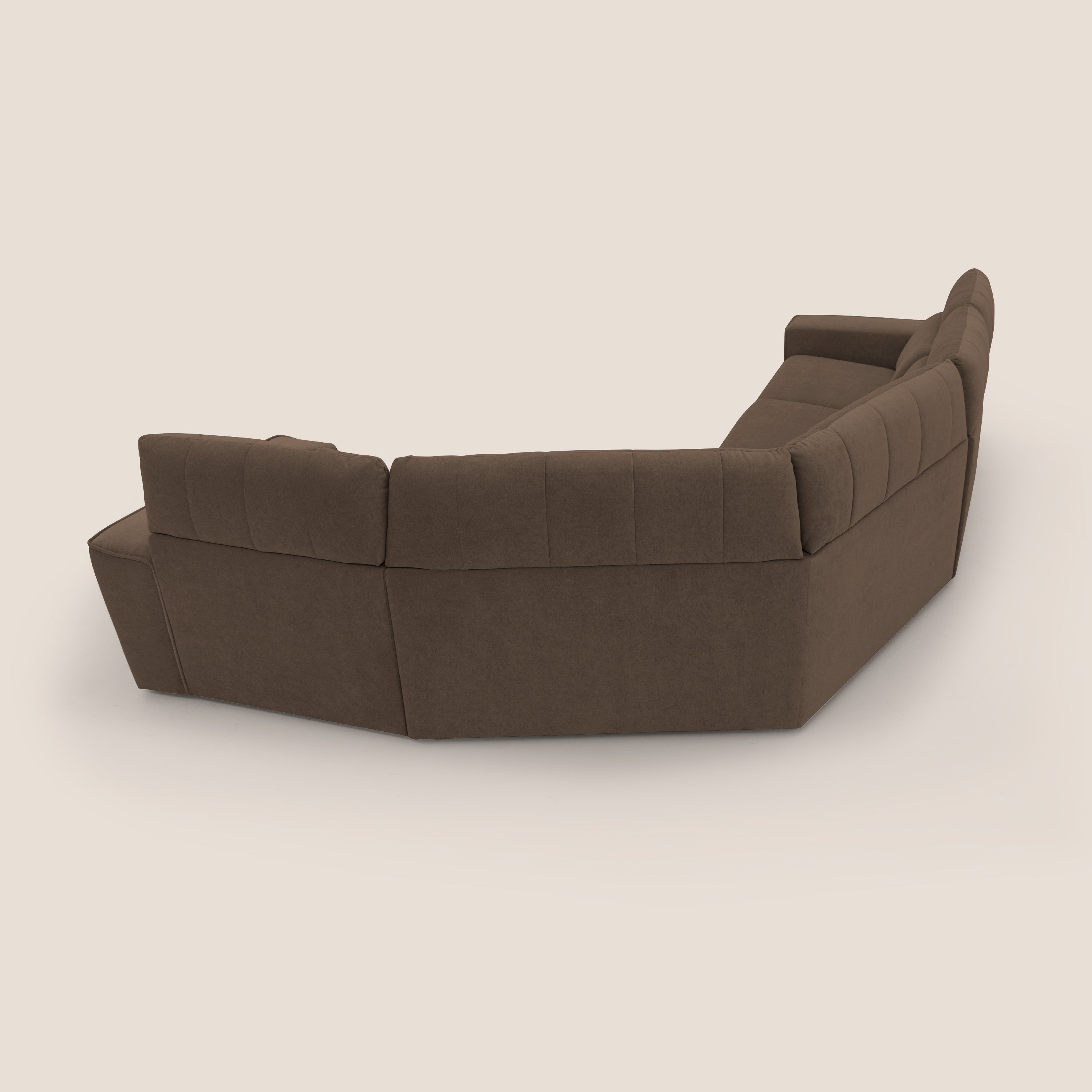 Clark Divano modulare angolare REVERSIBILE con opzione relax elettrico in tessuto smacchiabile impermeabile T17 marrone - divani.store