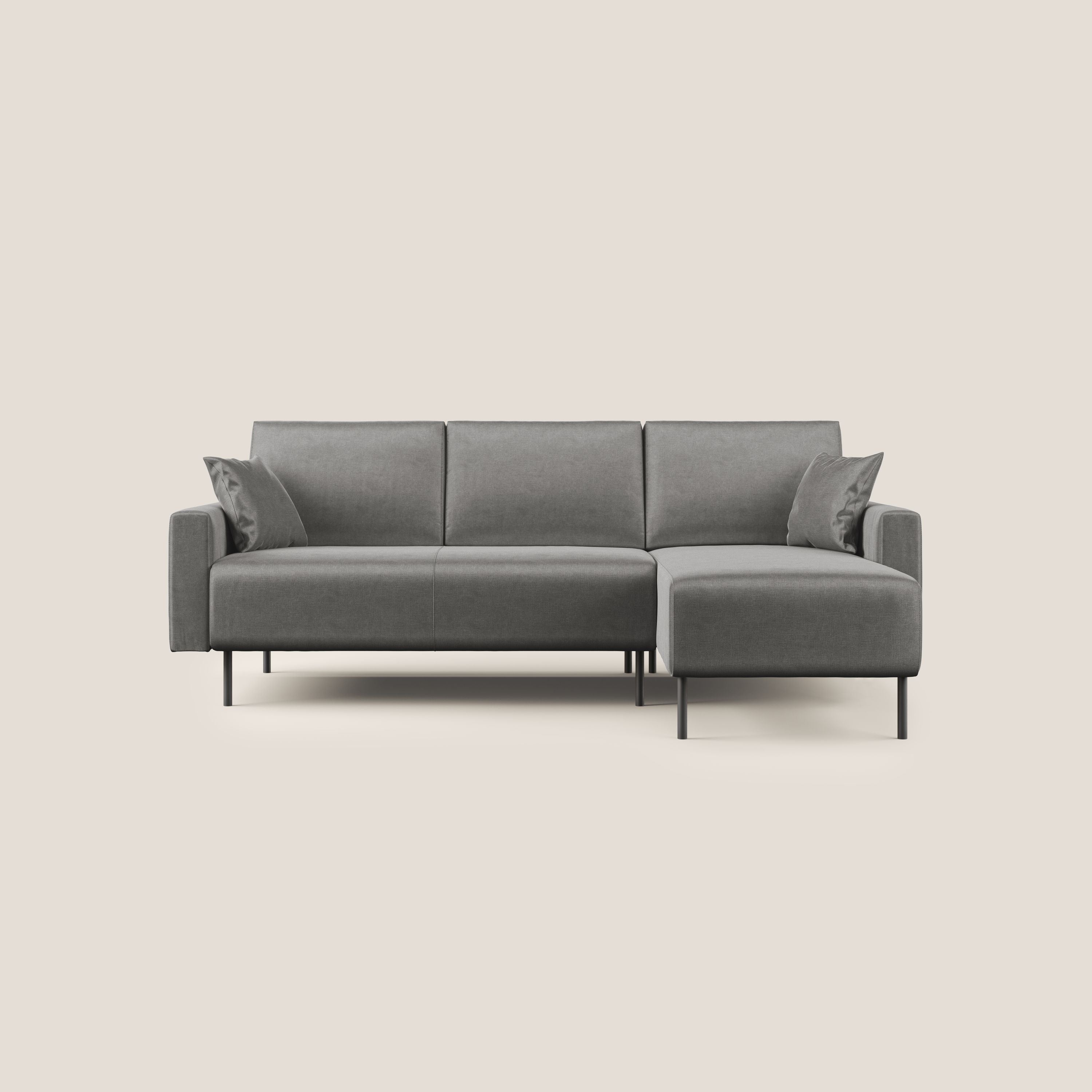 Arthur divano moderno angolare in velluto morbido impermeabile T01 grigio - divani.store
