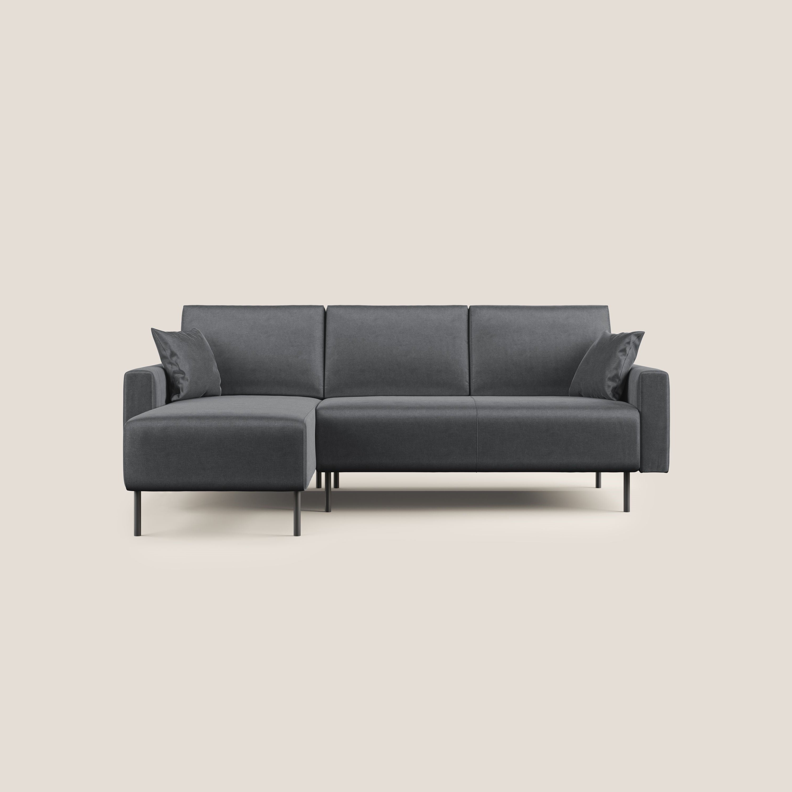 Arthur divano moderno angolare in velluto morbido impermeabile T01 antracite - divani.store