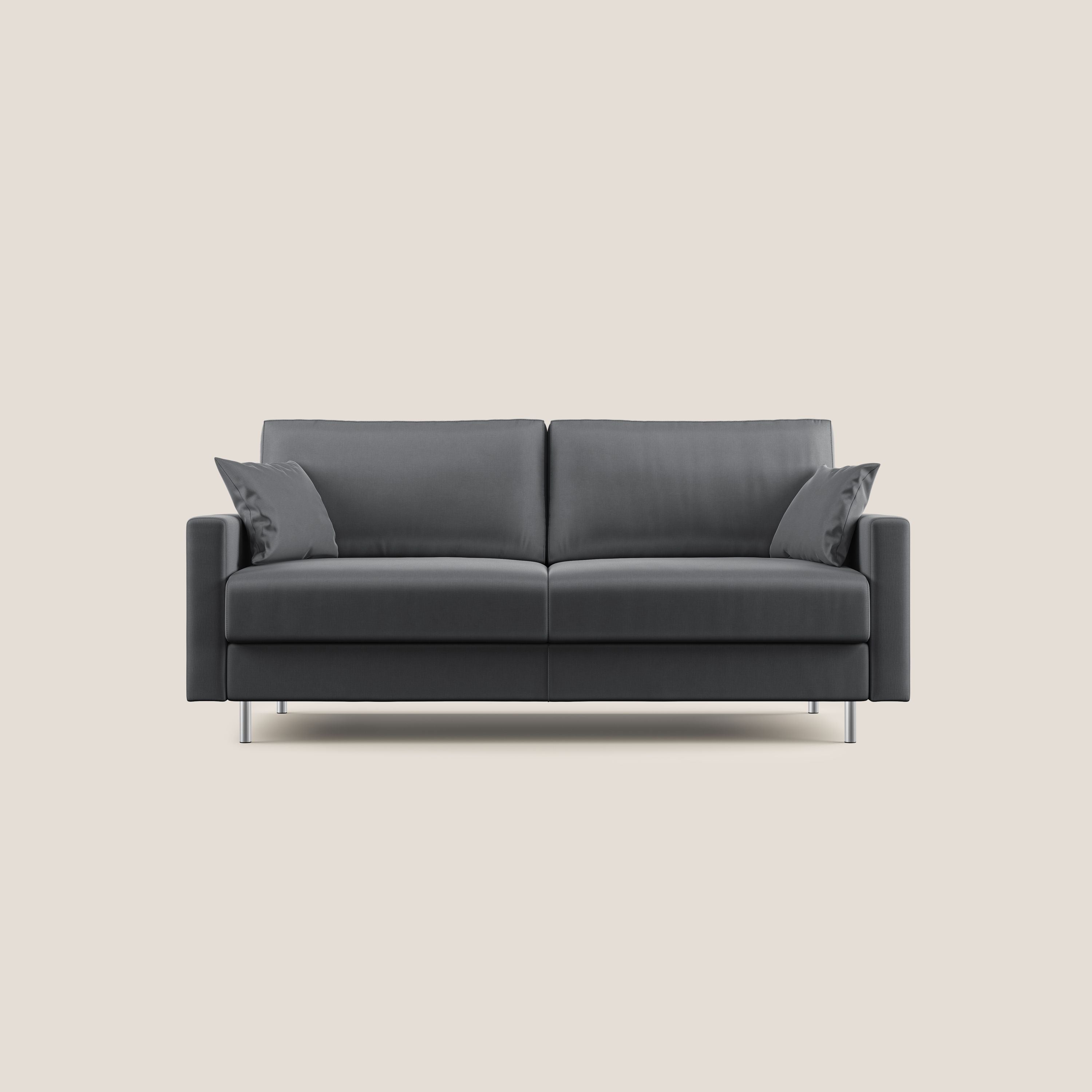 Andromeda divano letto matrimoniale in velluto morbido impermeabile T01 antracite - divani.store