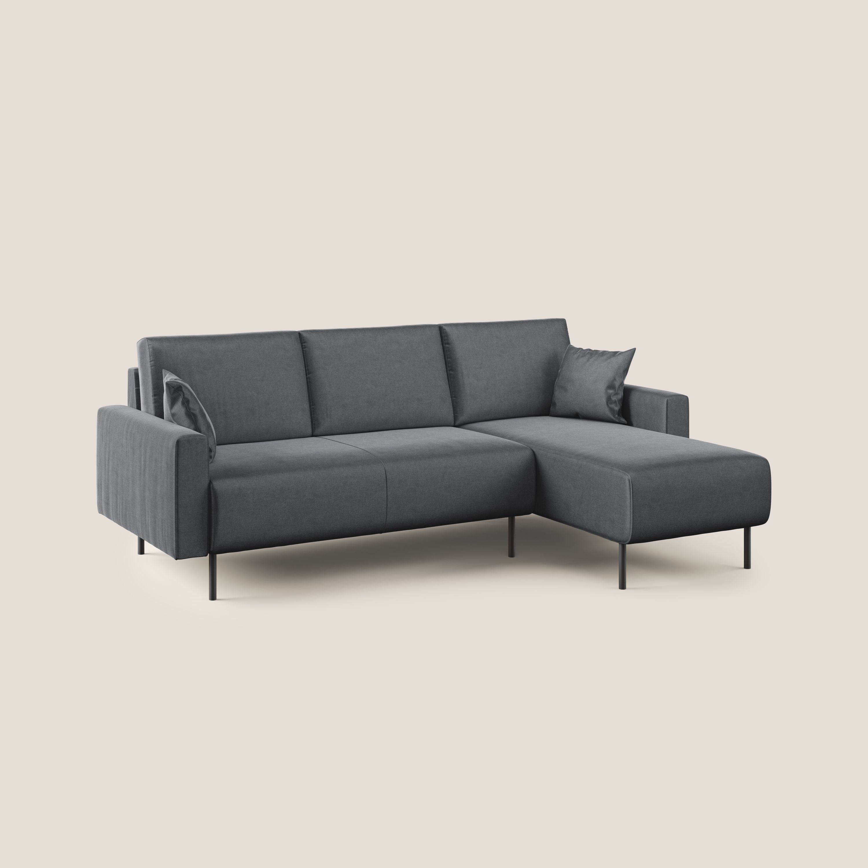 Arthur divano moderno angolare in velluto morbido impermeabile T01 antracite - divani.store