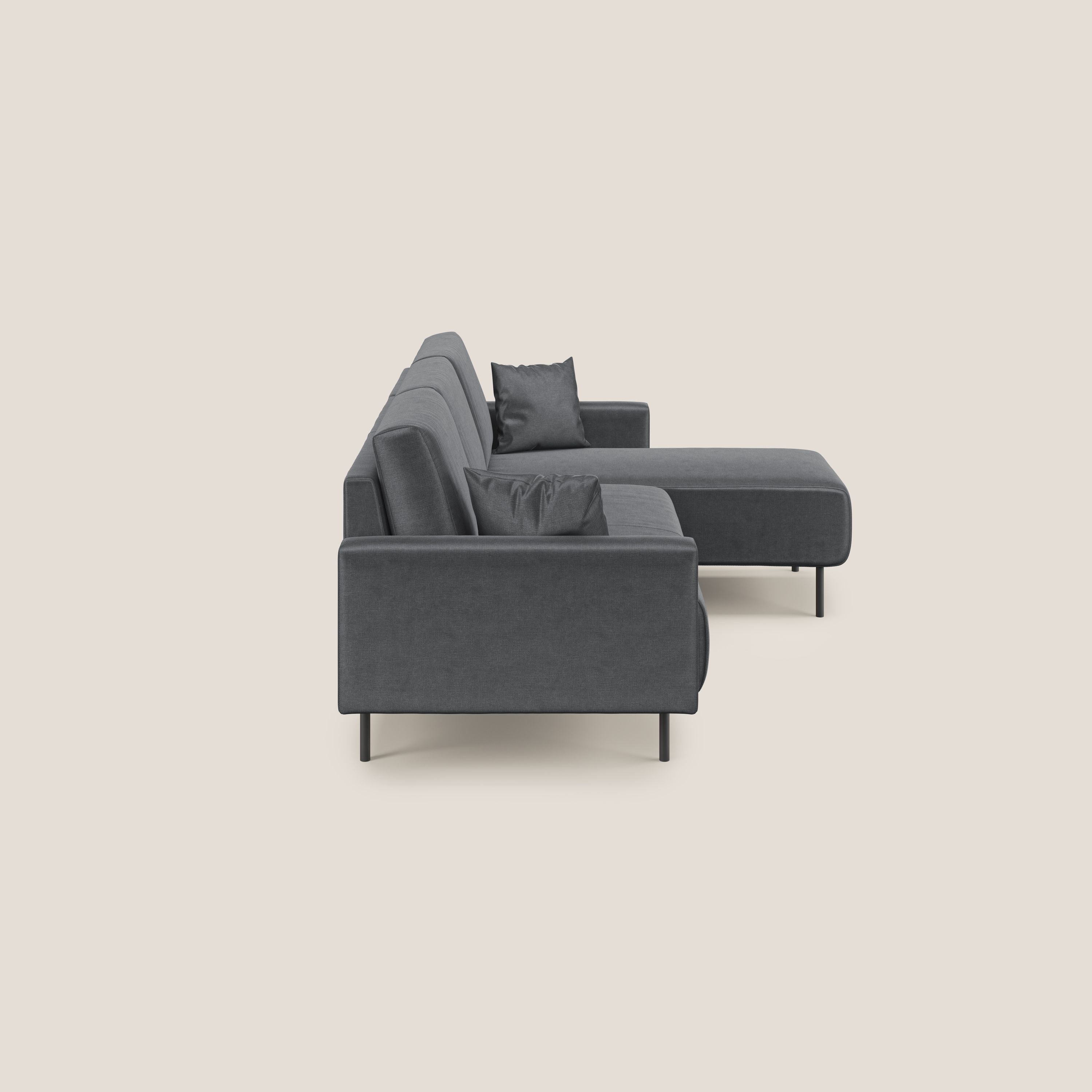 Arthur divano moderno angolare in velluto morbido impermeabile T01 antracite - divani.store