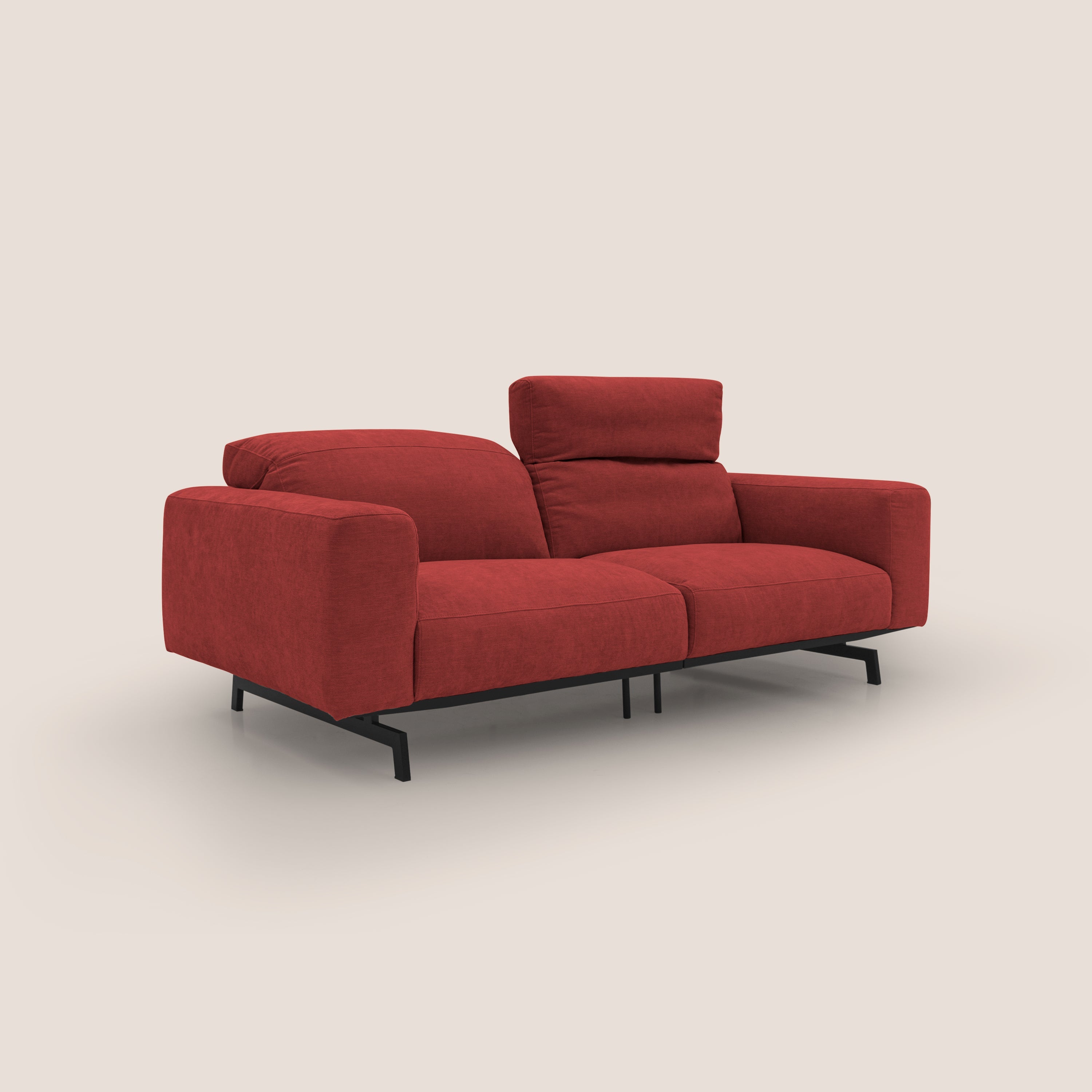 Sakura divano in piuma d'oca modulare componibile in morbido tessuto fiammato impermeabile T14 rosso - divani.store