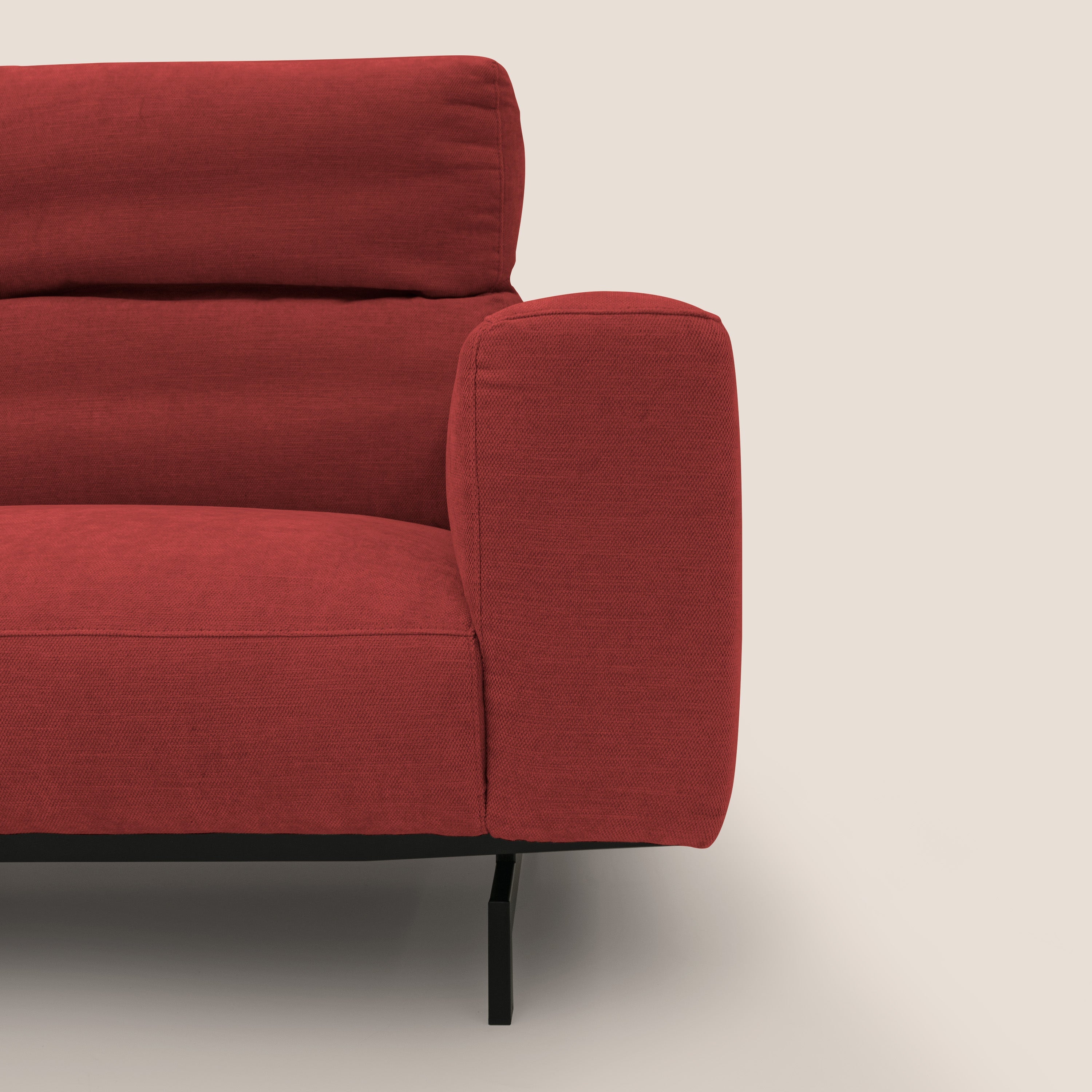 Sakura divano in piuma d'oca modulare componibile in morbido tessuto fiammato impermeabile T14 rosso - divani.store