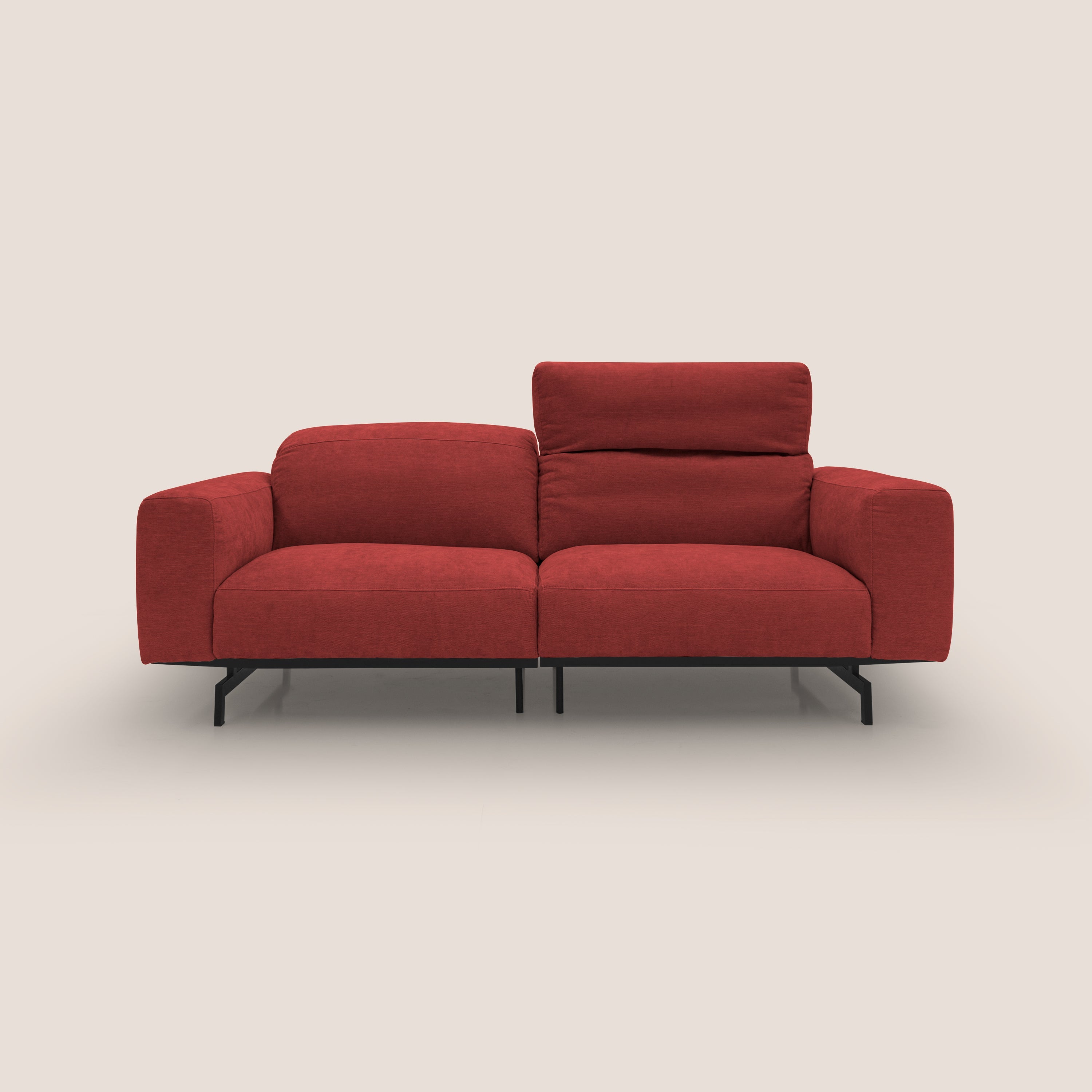 Sakura divano in piuma d'oca modulare componibile in morbido tessuto fiammato impermeabile T14 rosso - divani.store