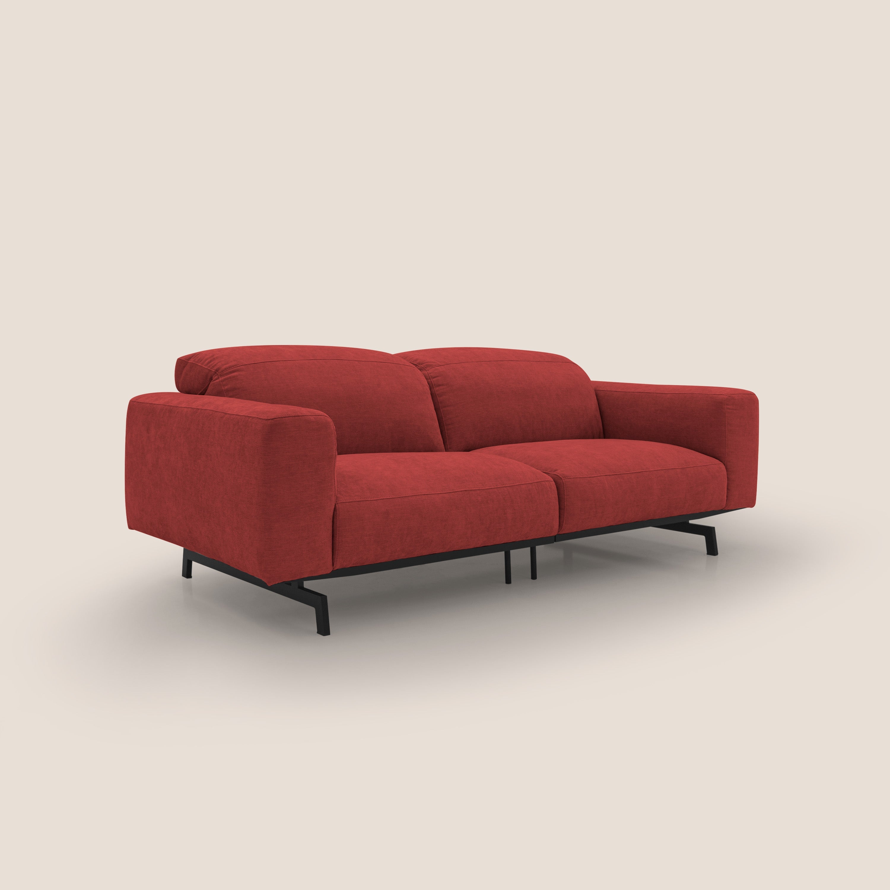 Sakura divano in piuma d'oca modulare componibile in morbido tessuto fiammato impermeabile T14 rosso - divani.store