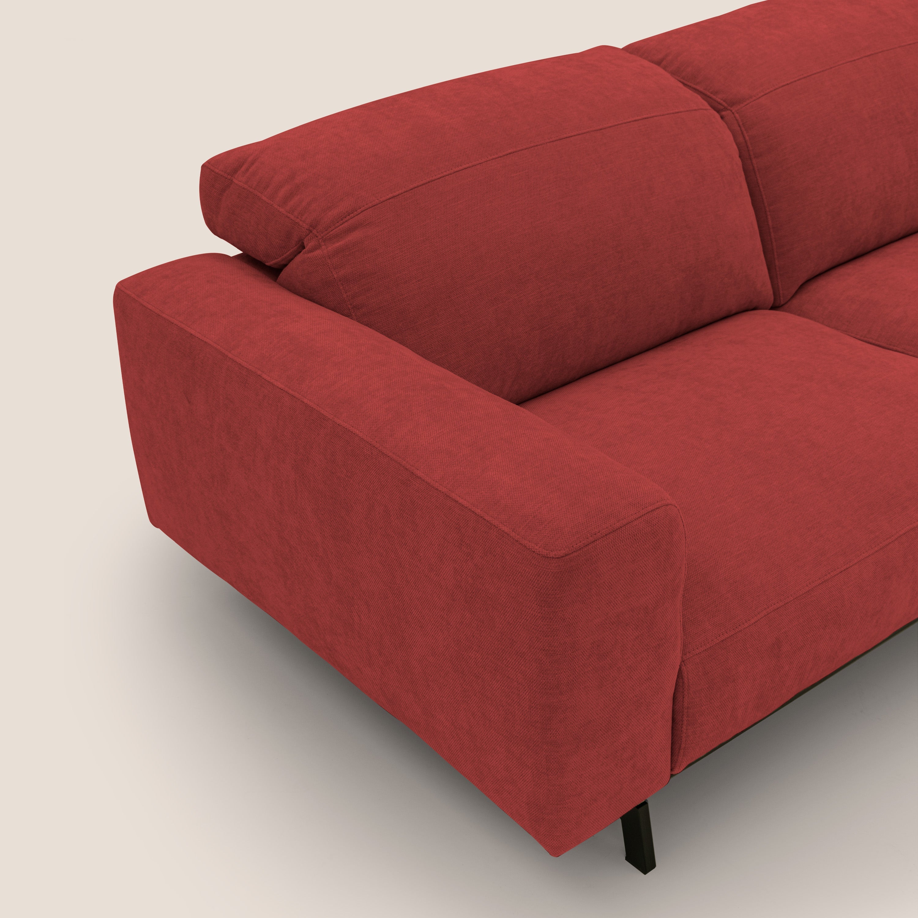 Sakura divano in piuma d'oca modulare componibile in morbido tessuto fiammato impermeabile T14 rosso - divani.store