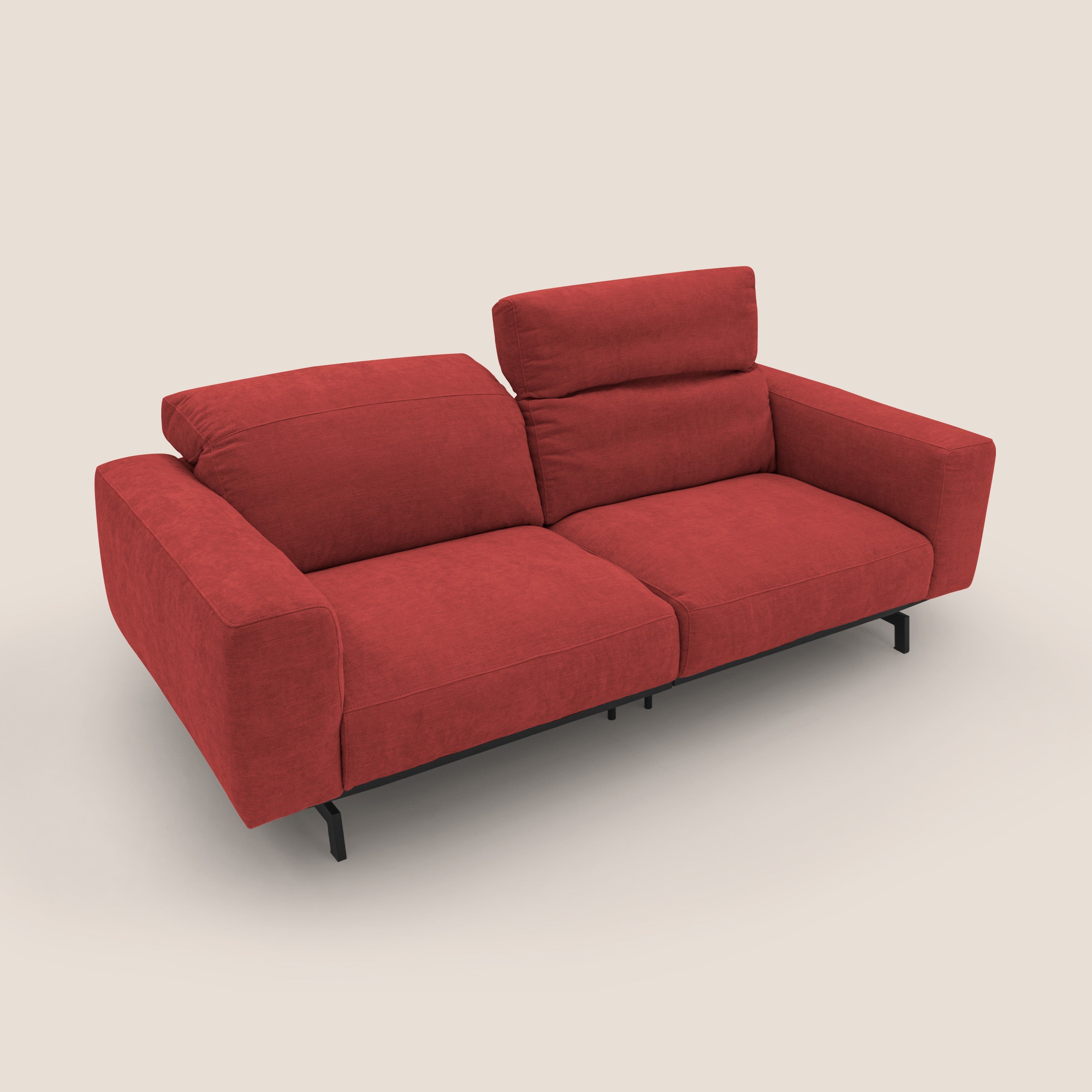Sakura divano in piuma d'oca modulare componibile in morbido tessuto fiammato impermeabile T14 rosso - divani.store