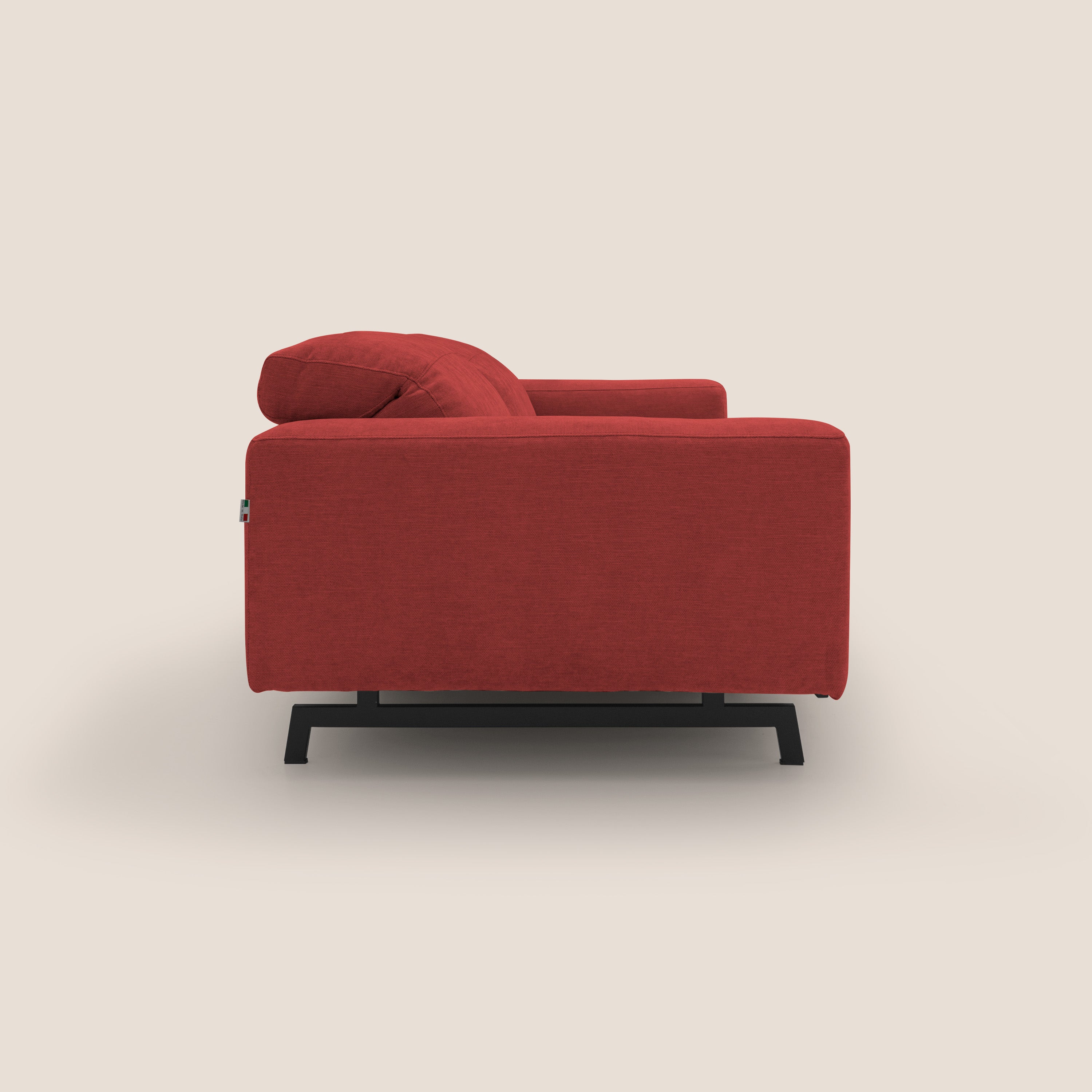 Sakura divano in piuma d'oca modulare componibile in morbido tessuto fiammato impermeabile T14 rosso - divani.store