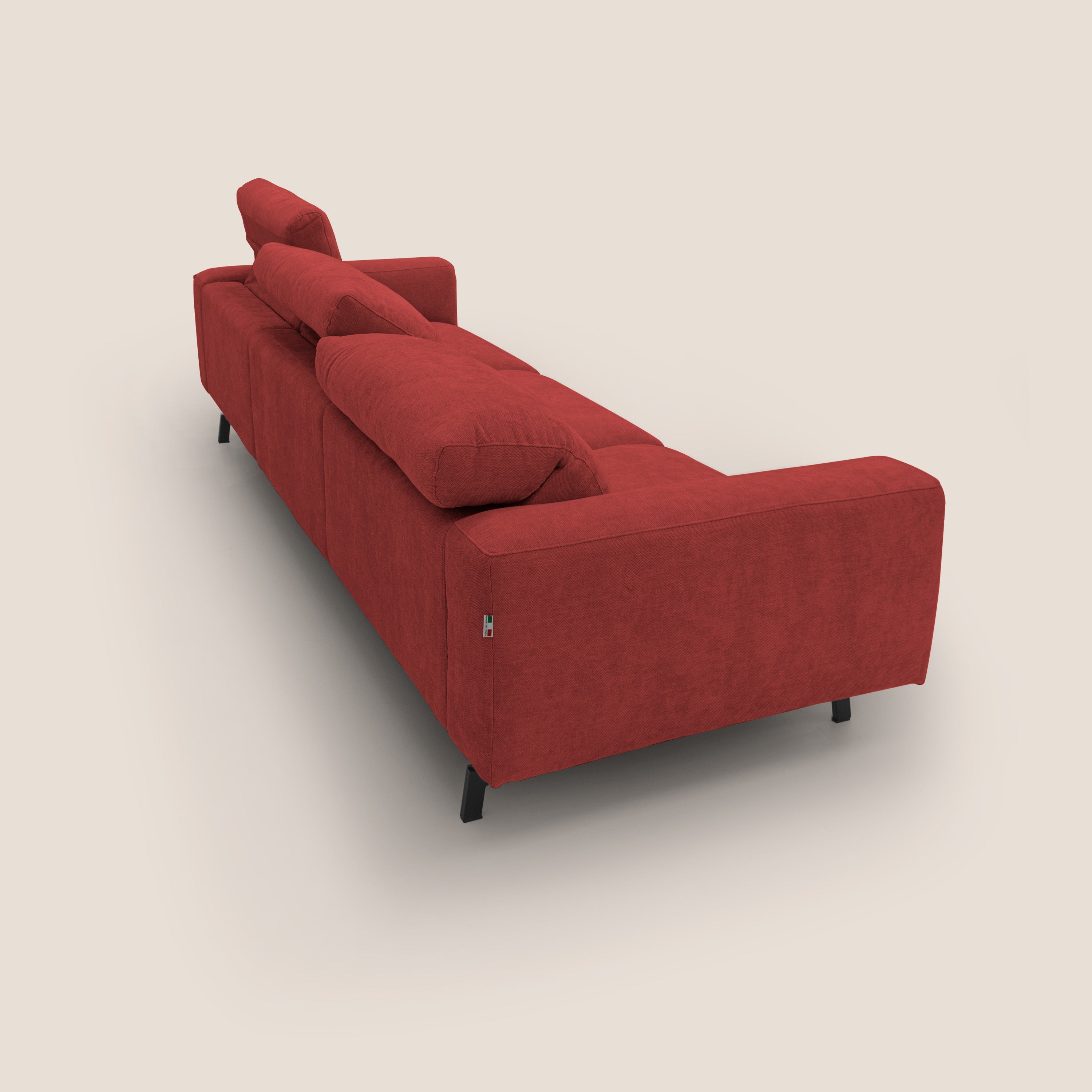 Sakura divano in piuma d'oca modulare a 3 sedute in morbido tessuto fiammato impermeabile T14 rosso - divani.store
