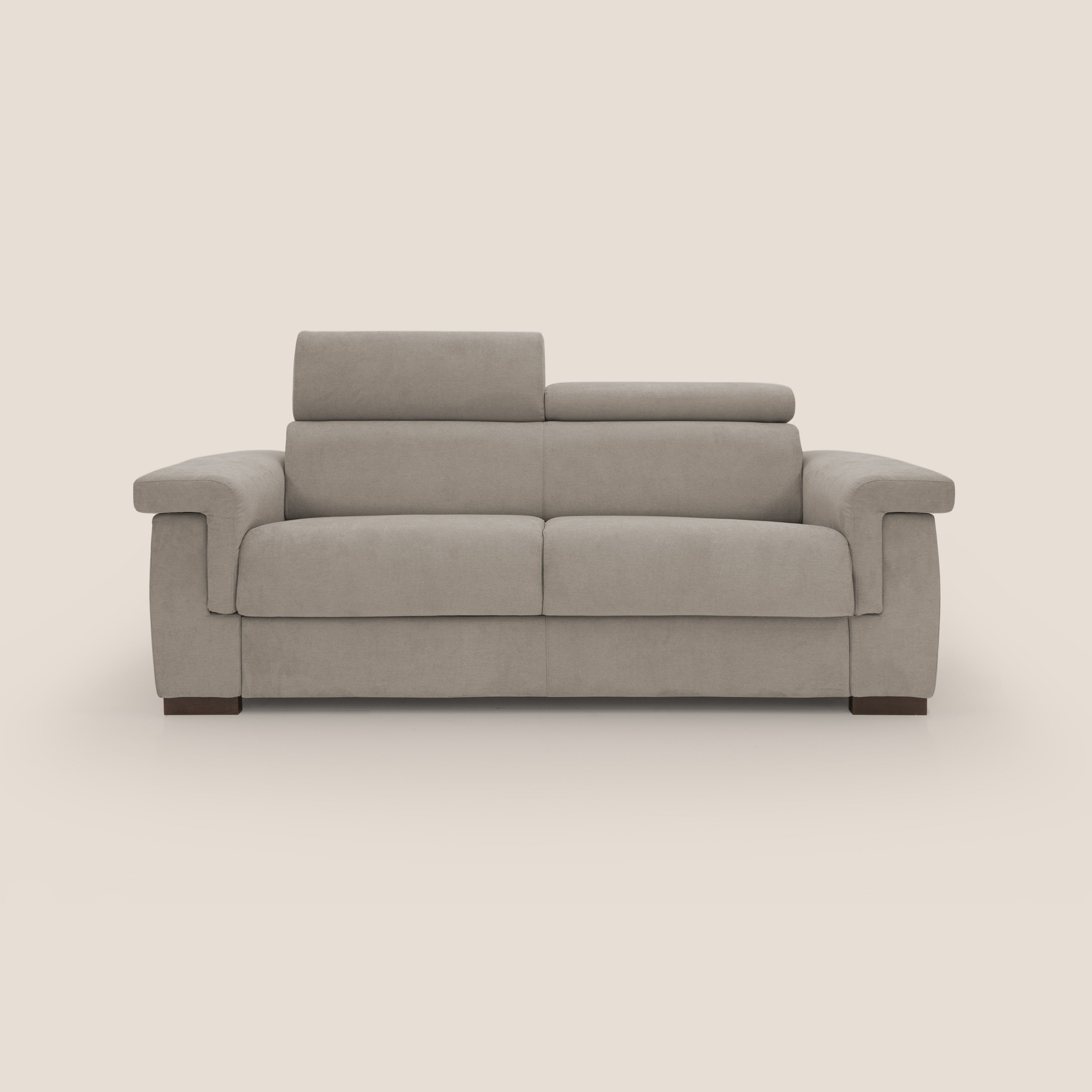 Bjorn divano letto sfoderabile con materasso H18 cm e poggiatesta reclinabili in tessuto impermeabile T02 beige - divani.store