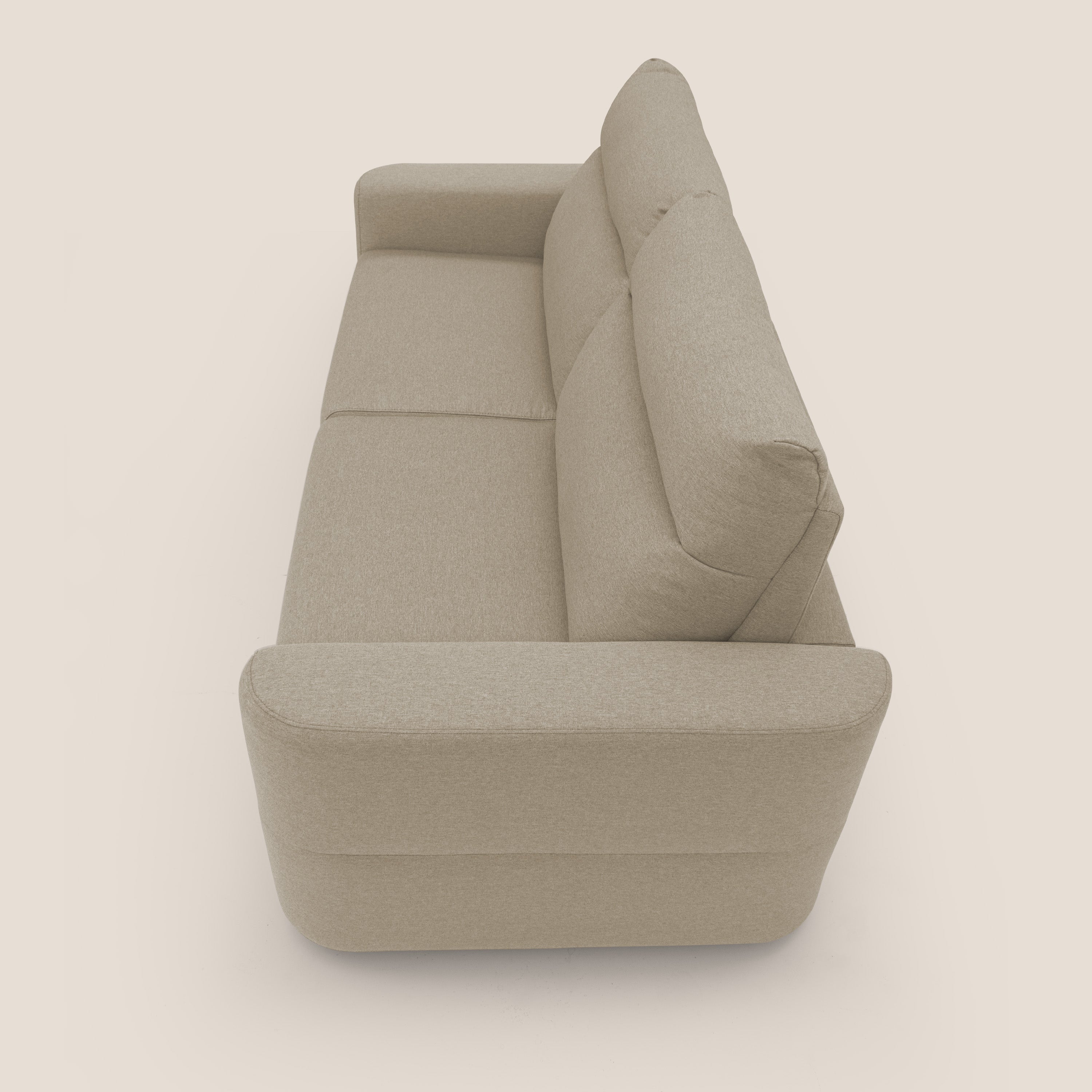 Cupido Divano letto materasso H18 cm e schienale alto in tessuto impermeabile simil cotone T13 beige - divani.store