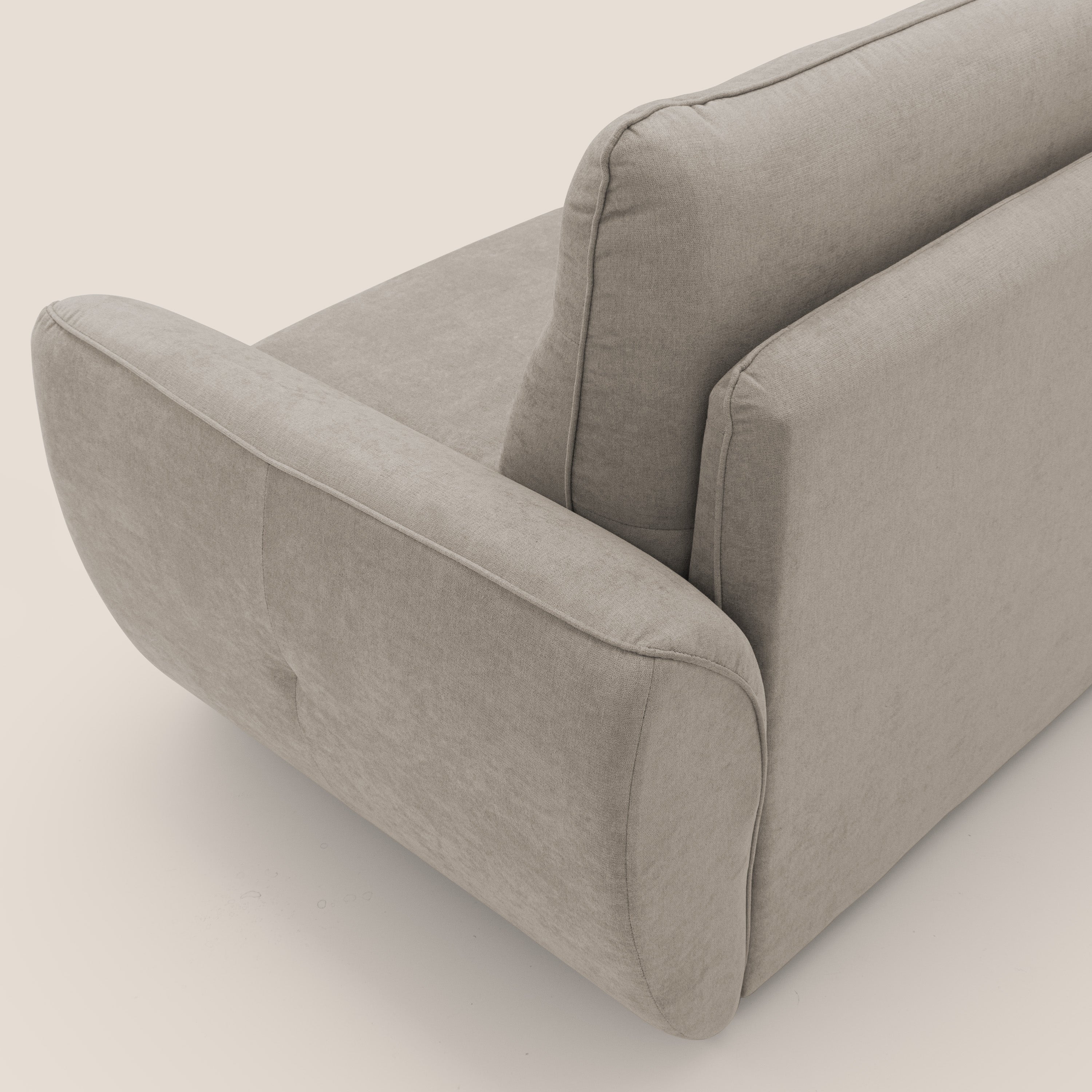 Zeus Divano letto scandinavo con schienale alto in tessuto impermeabile T02 beige - divani.store