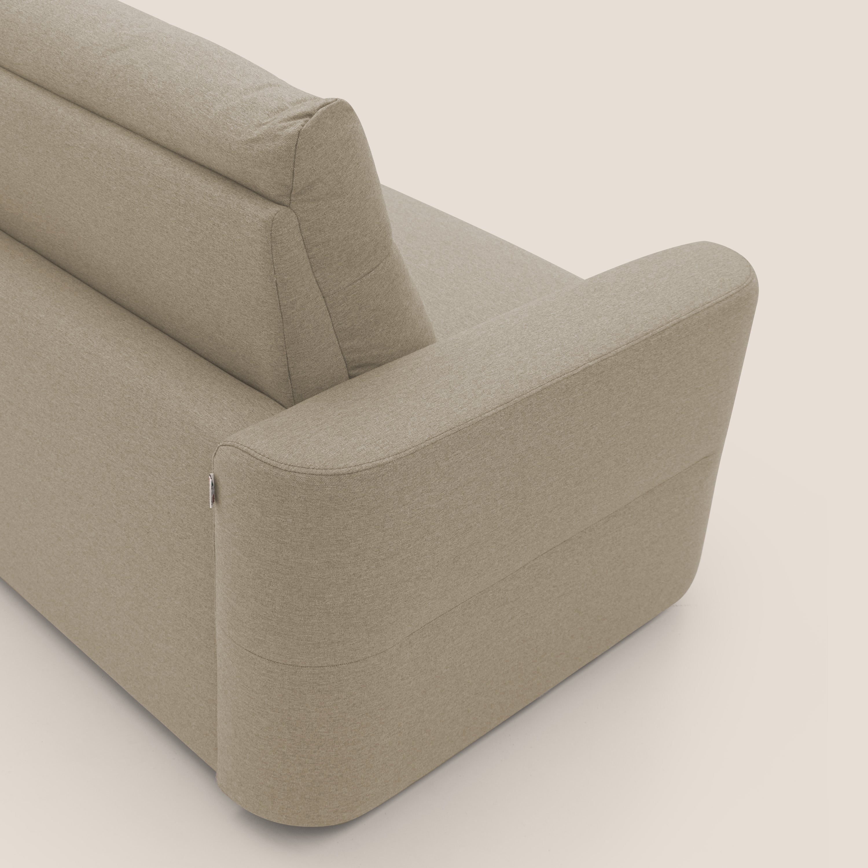 Cupido Divano letto materasso H18 cm e schienale alto in tessuto impermeabile simil cotone T13 beige - divani.store
