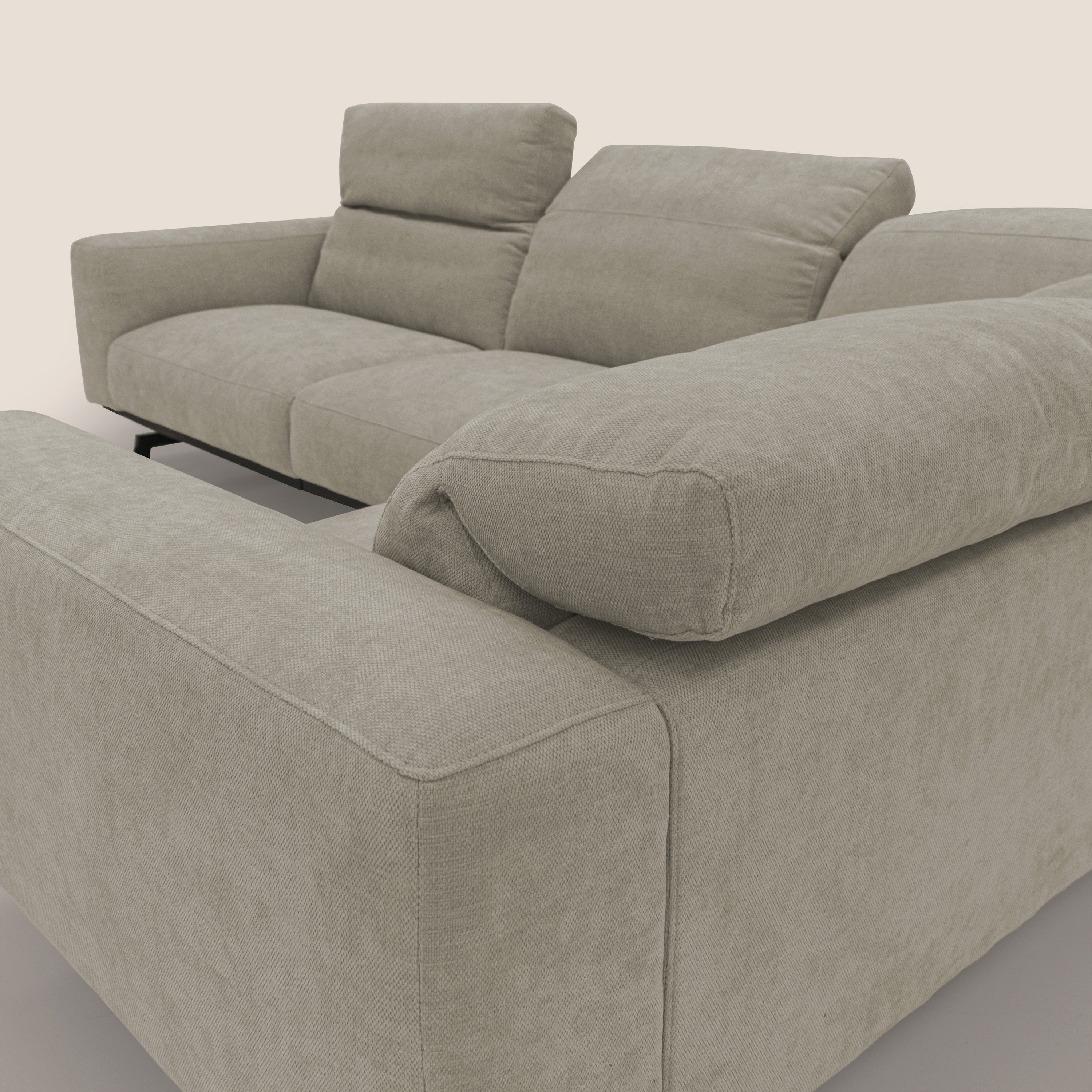 Sakura Canapé d'angle RÉVERSIBLE et modulable en tissu doux et imperméable T14 Taupe tortora