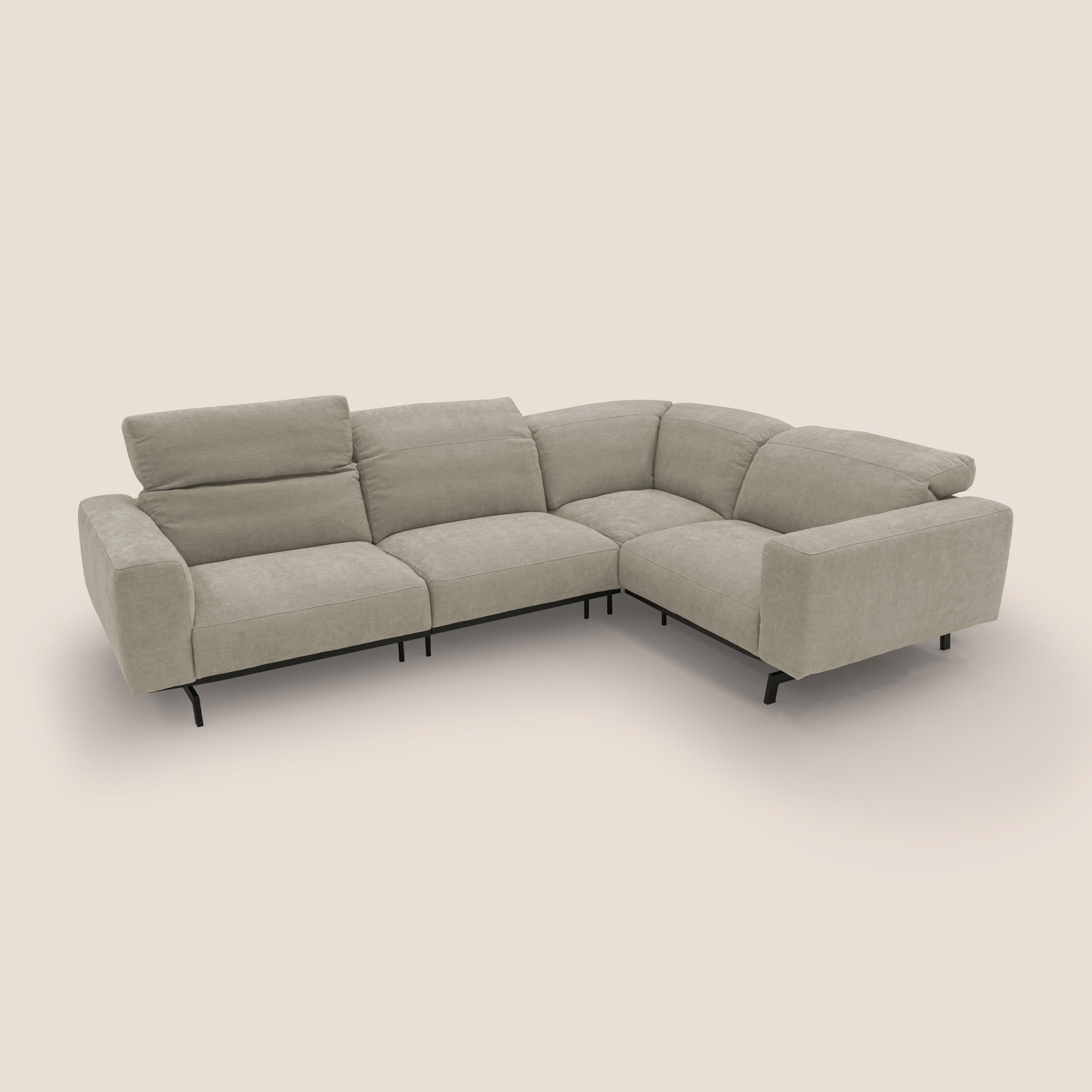 Sakura Canapé d'angle RÉVERSIBLE et modulable en tissu doux et imperméable T14 Taupe tortora