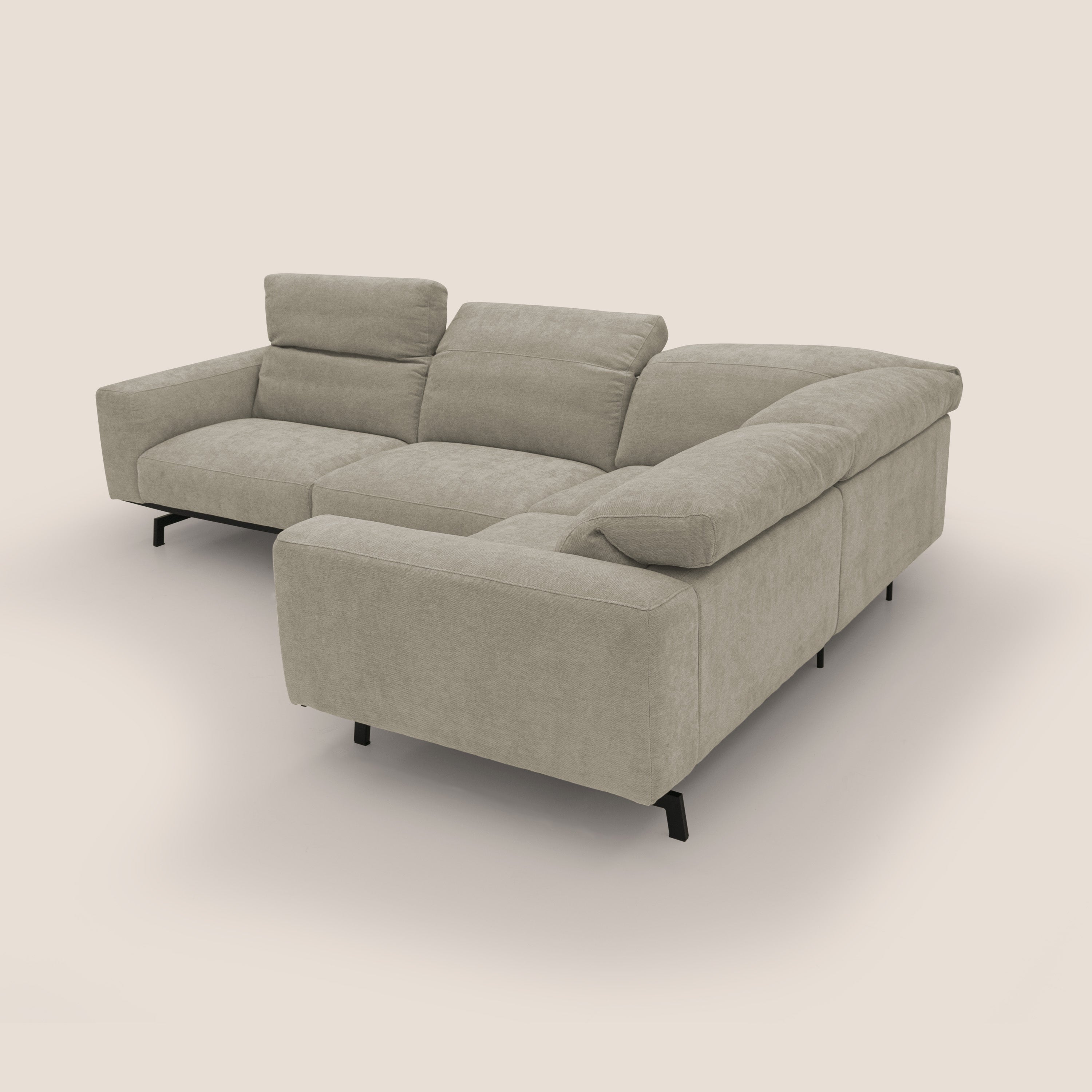 Sakura Canapé d'angle RÉVERSIBLE et modulable en tissu doux et imperméable T14 Taupe tortora