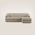 Evans Divano letto angolare con penisola in morbido tessuto impermeabile T02 beige - divani.store