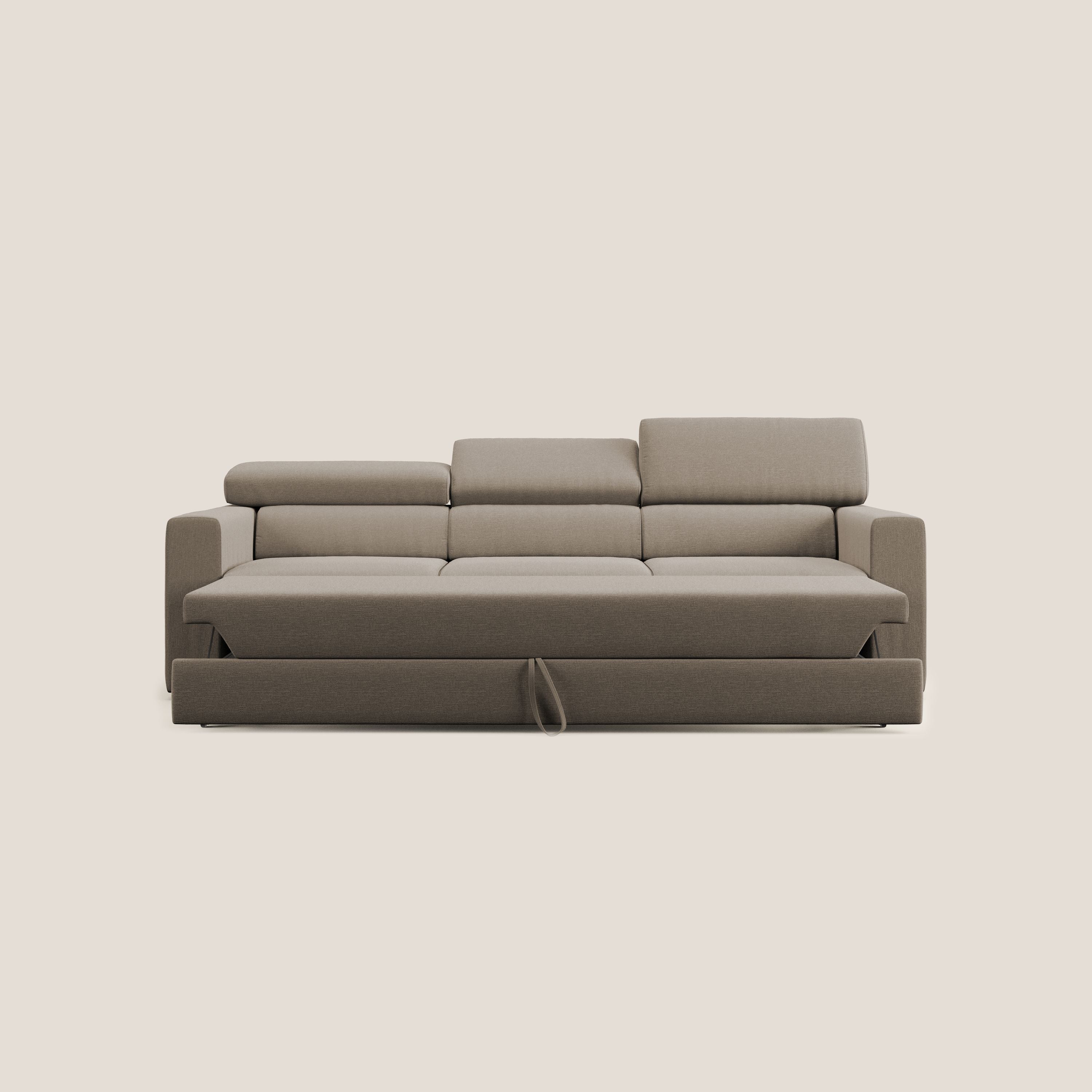Dylan divano a 3 sedute con pouf estraibile poggiapiedi in tessuto simil cotone impermeabile T13 beige - divani.store