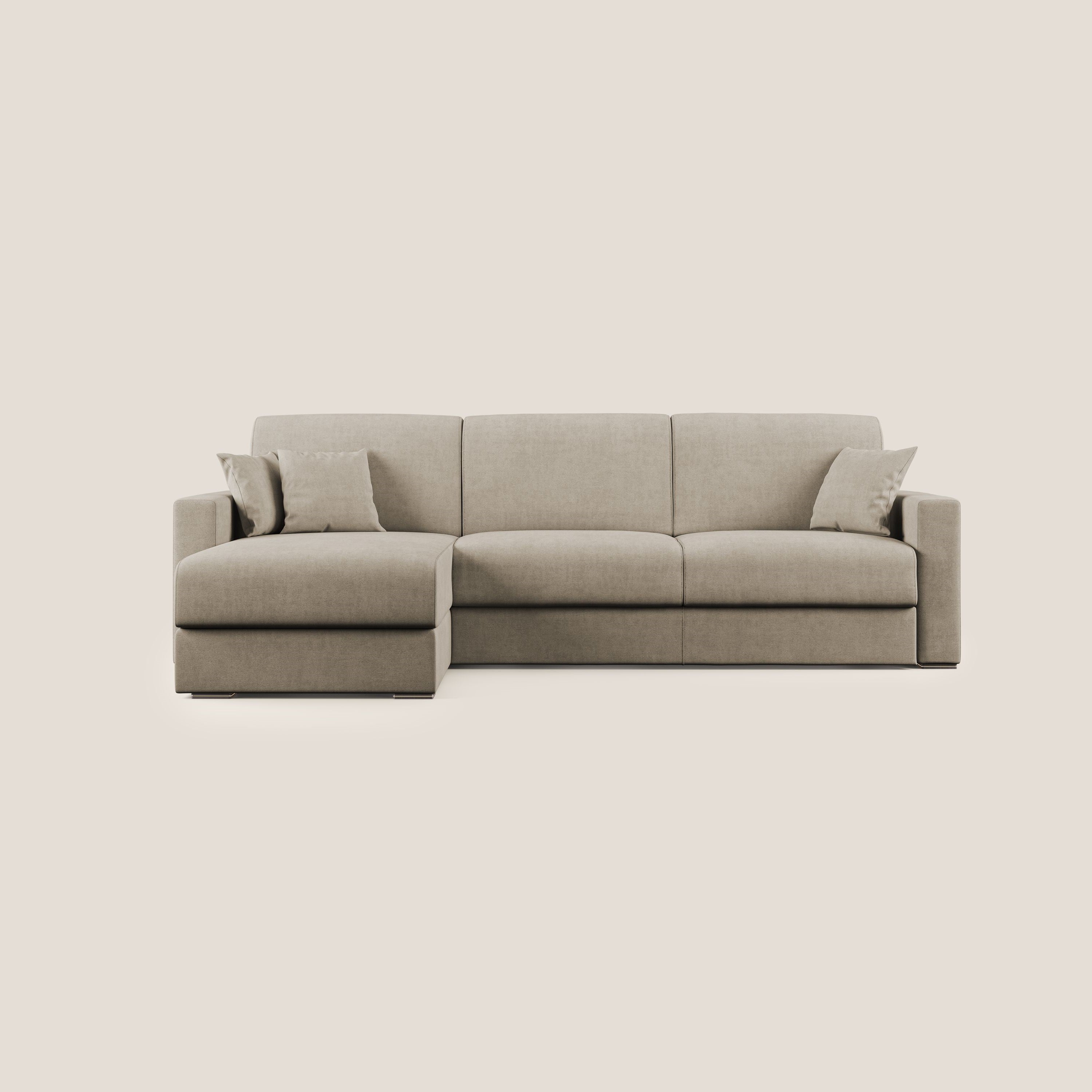 Best Divano letto angolare in tessuto impermeabile T02 beige - divani.store