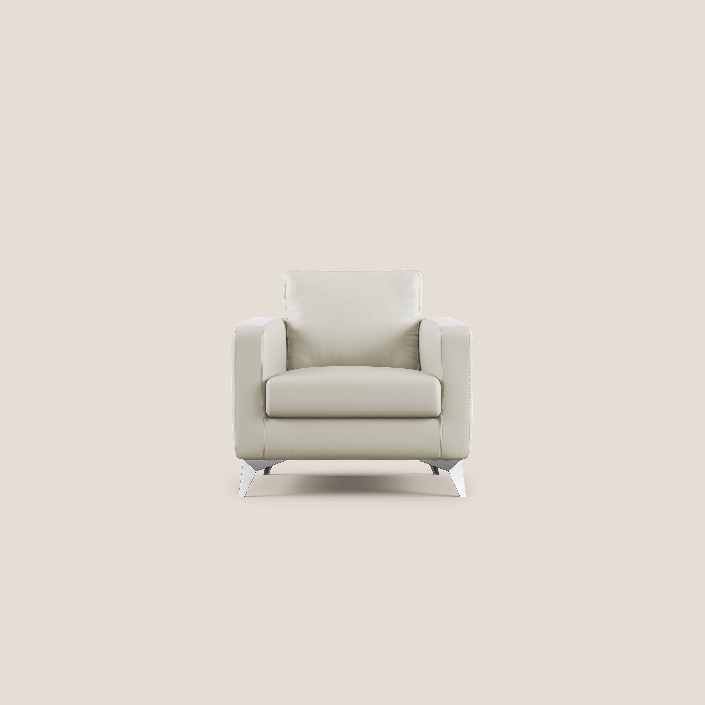 Orione Poltroncina in ecopelle moderna e impermeabile T04 tortora - divani.store