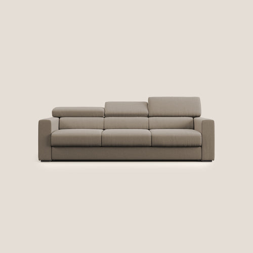 Dylan divano a 3 sedute con pouf estraibile poggiapiedi in tessuto simil cotone impermeabile T13 beige - divani.store