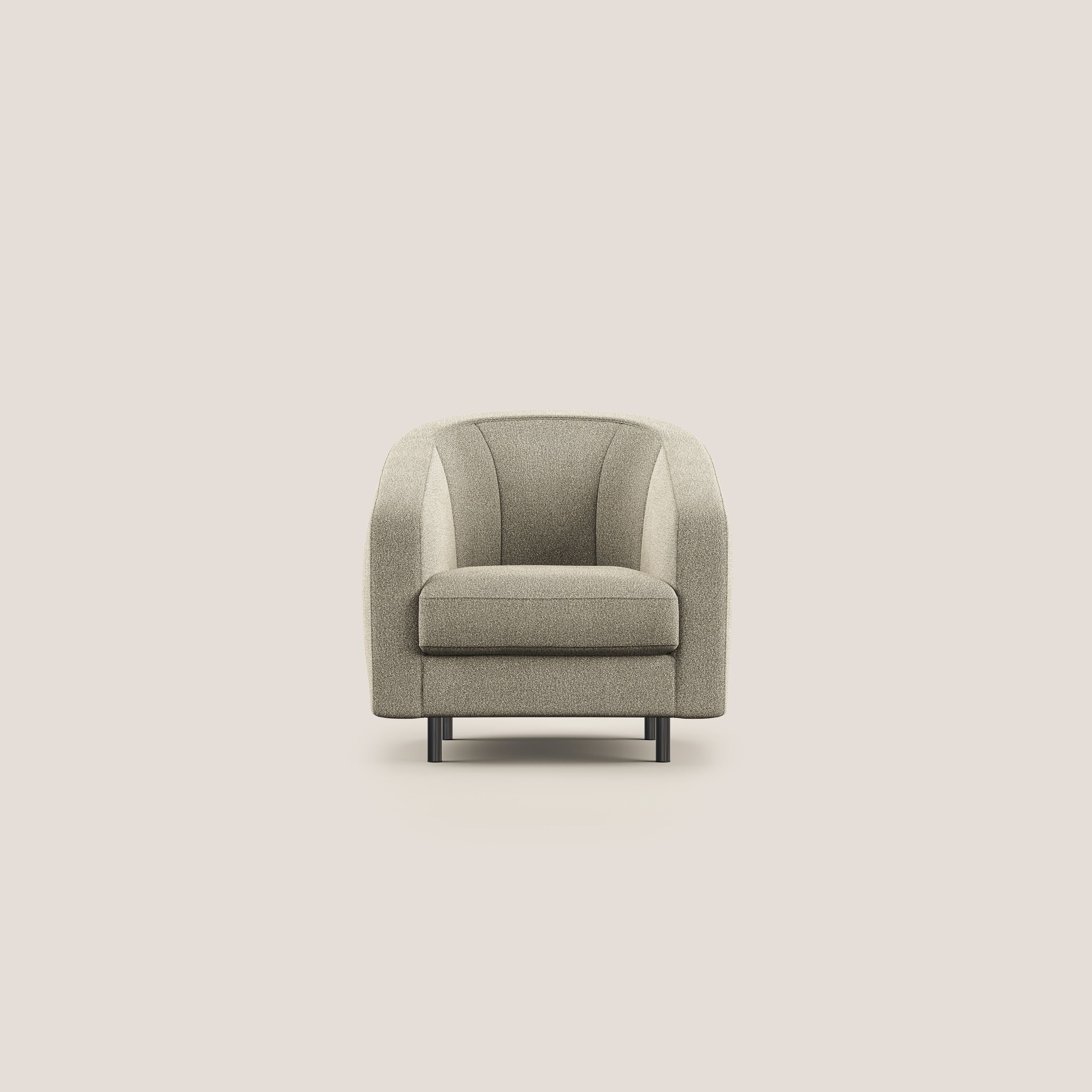Pandora Poltroncina in morbido tessuto bouclé impermeabile T07 beige - divani.store