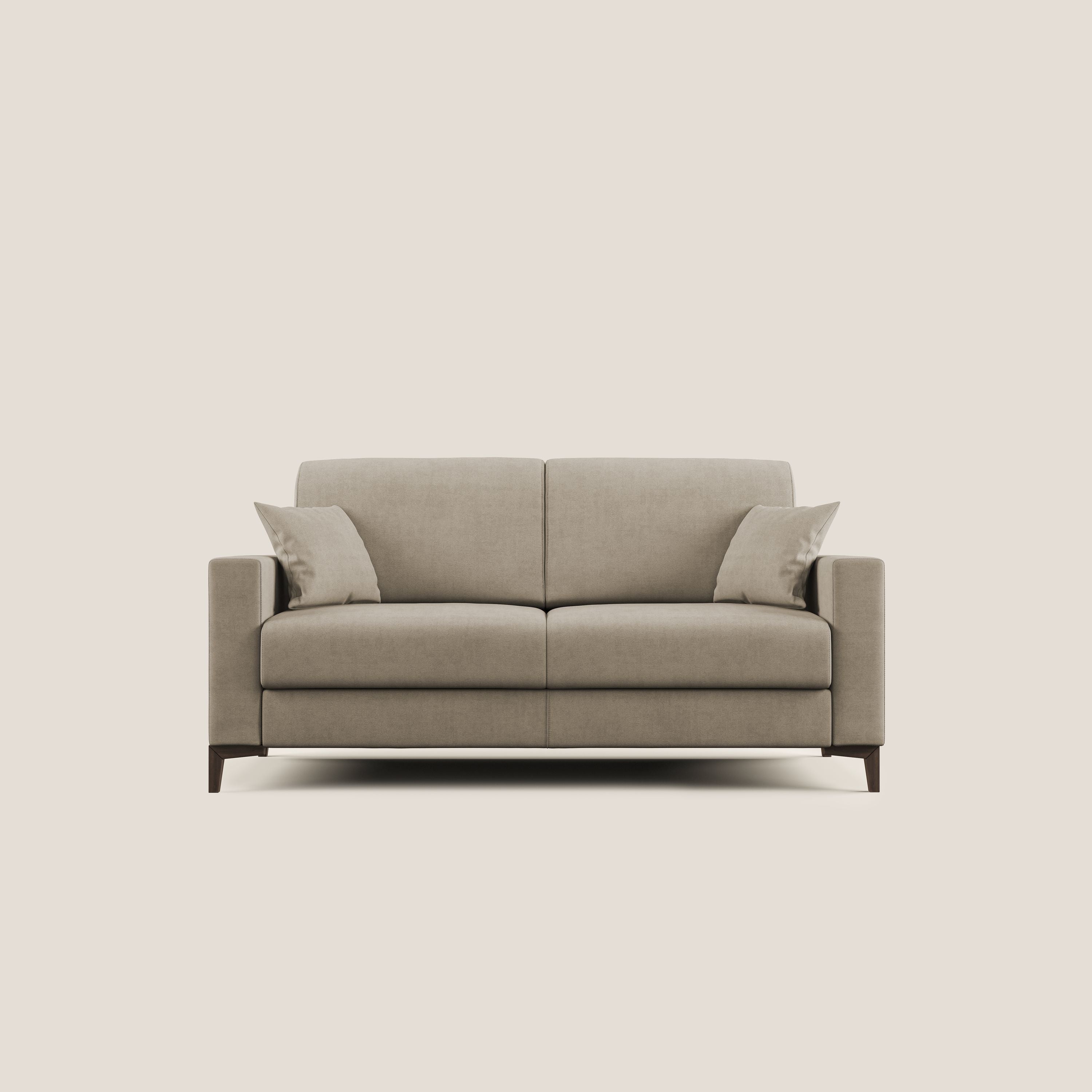Kafka divano letto matrimoniale in morbido tessuto impermeabile T02 beige - divani.store