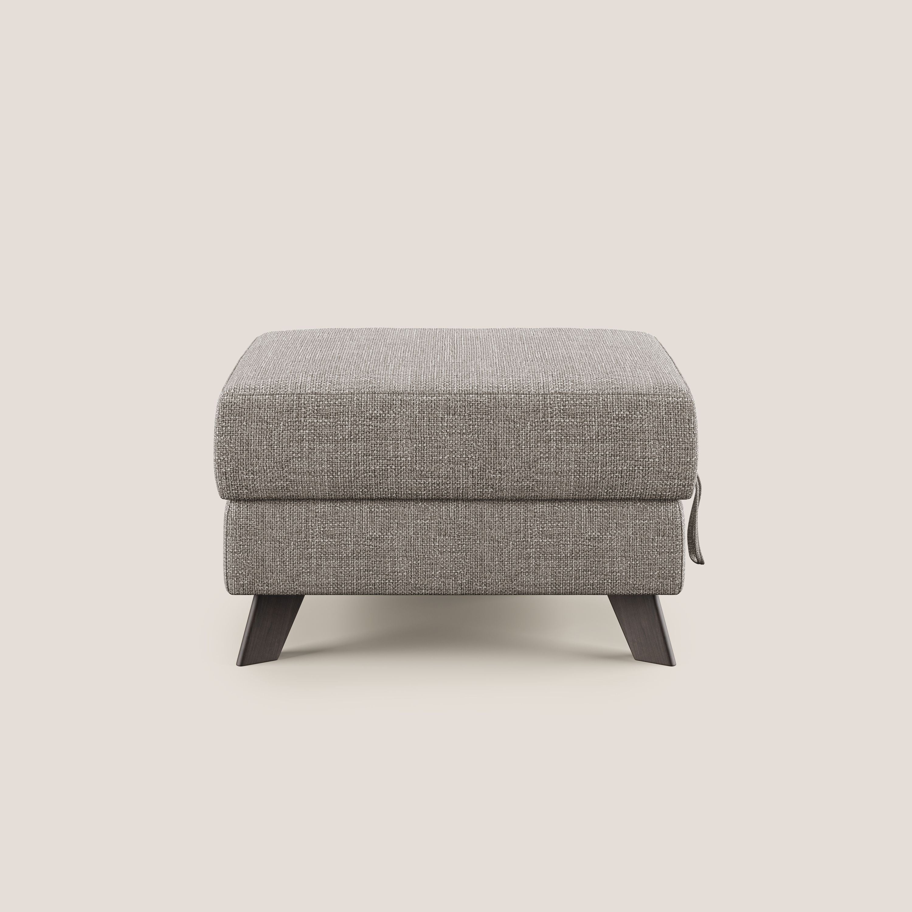 Moon Pouf contenitore e piedini alti in tessuto morbido ad intreccio soft-touch impermeabile T06 tortora - divani.store