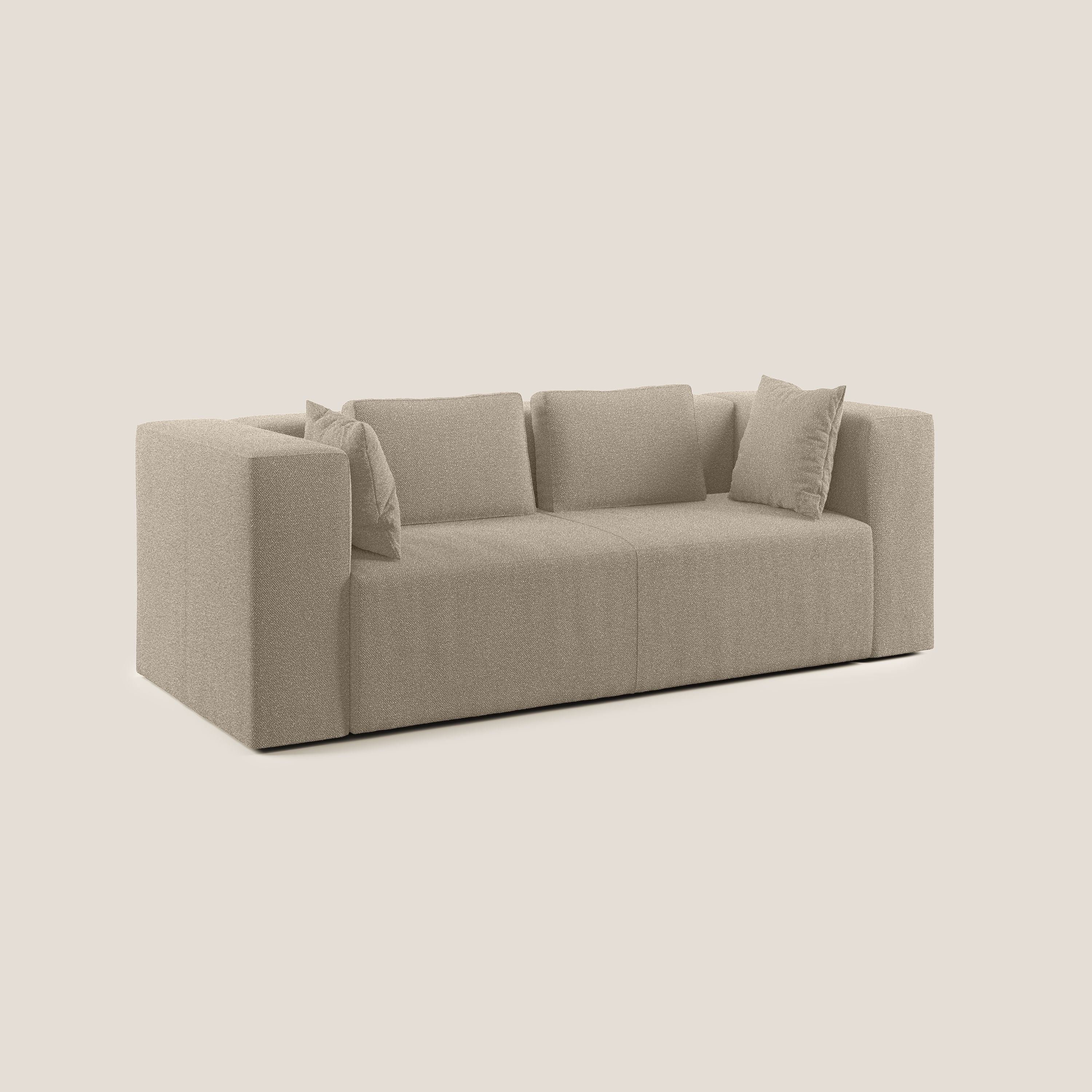 Nettuno divano moderno componibile in morbido tessuto bouclè T07 beige - divani.store