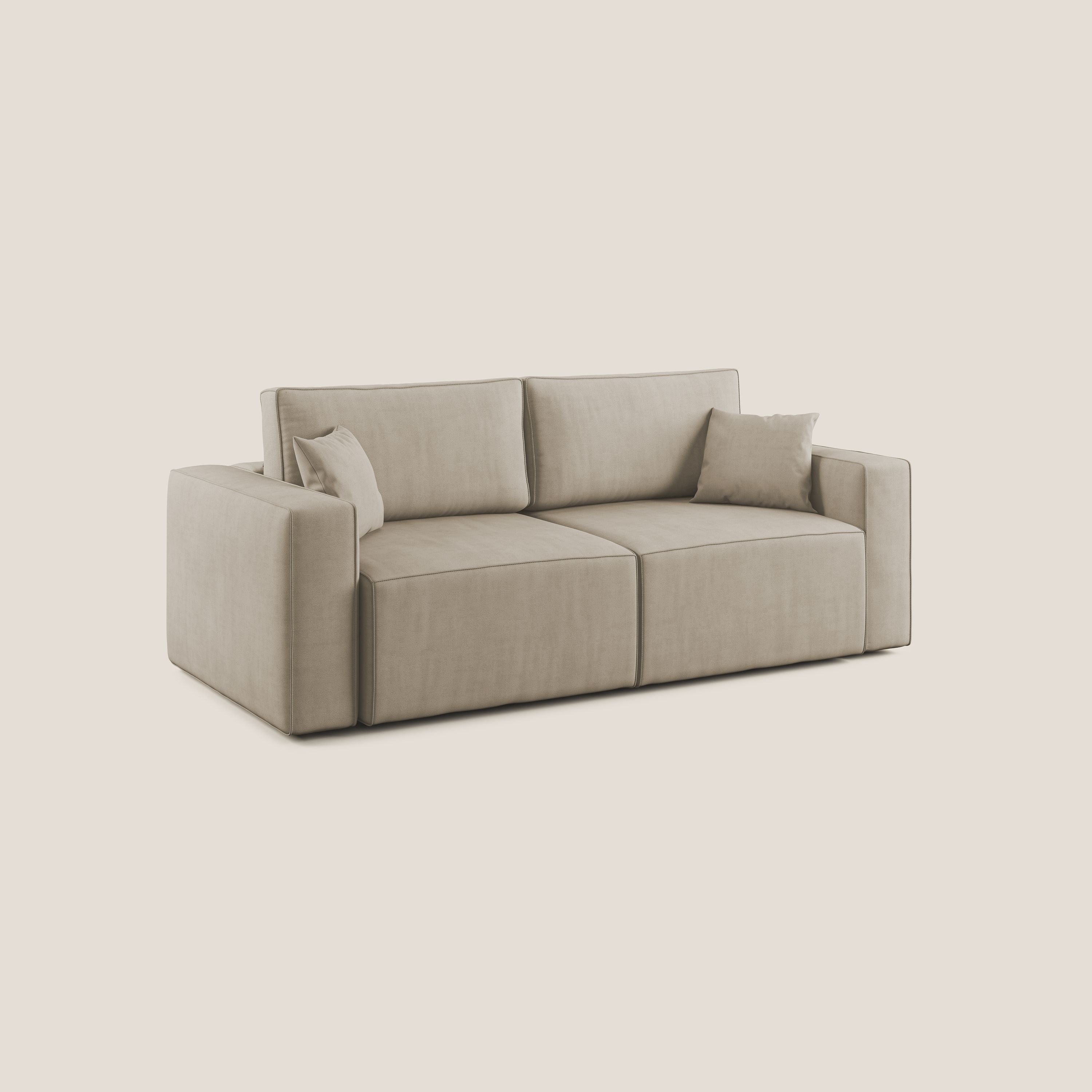 Morfeo divano con sedute estraibili in morbido tessuto impermeabile T02 beige - divani.store
