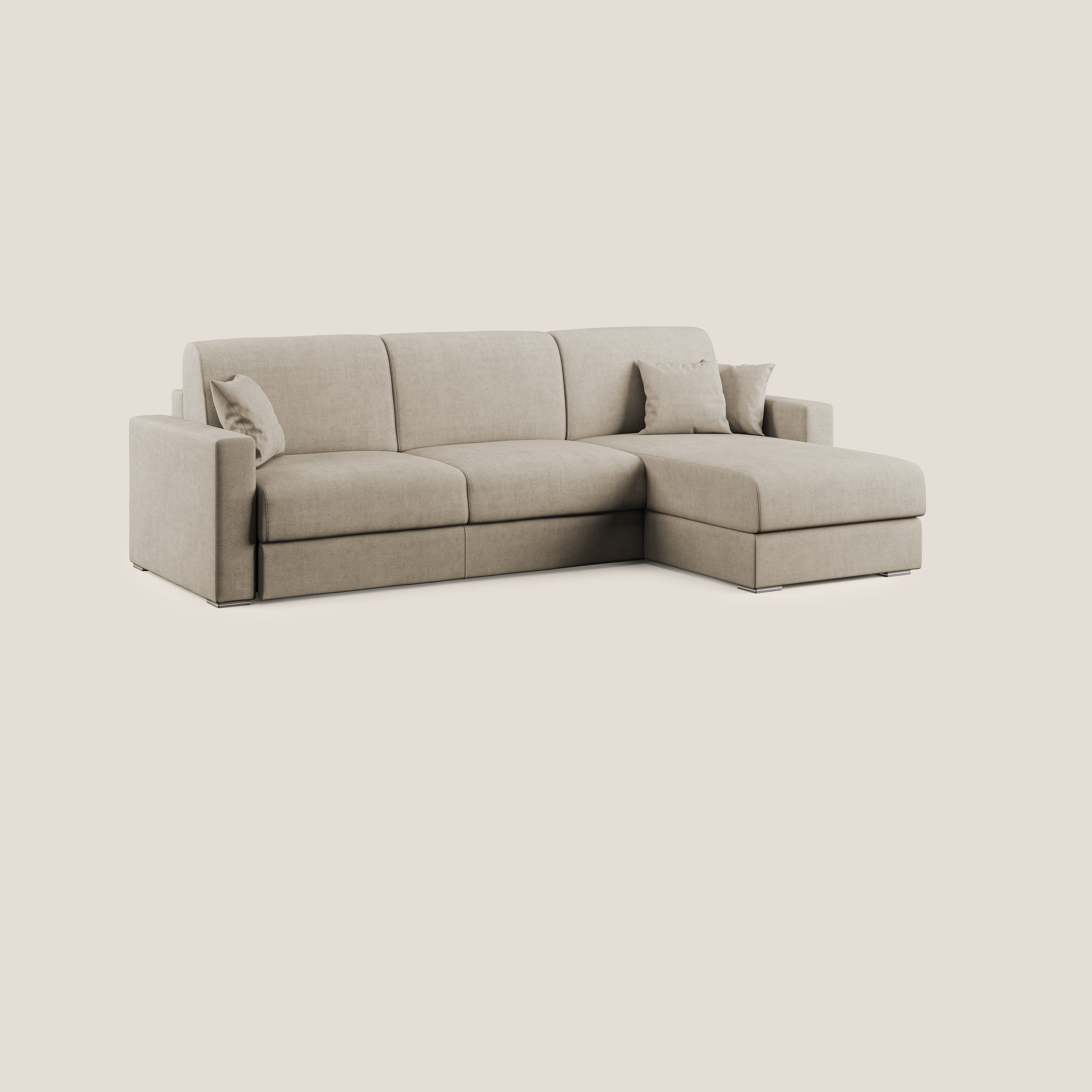 Best Divano letto angolare in tessuto impermeabile T02 beige - divani.store