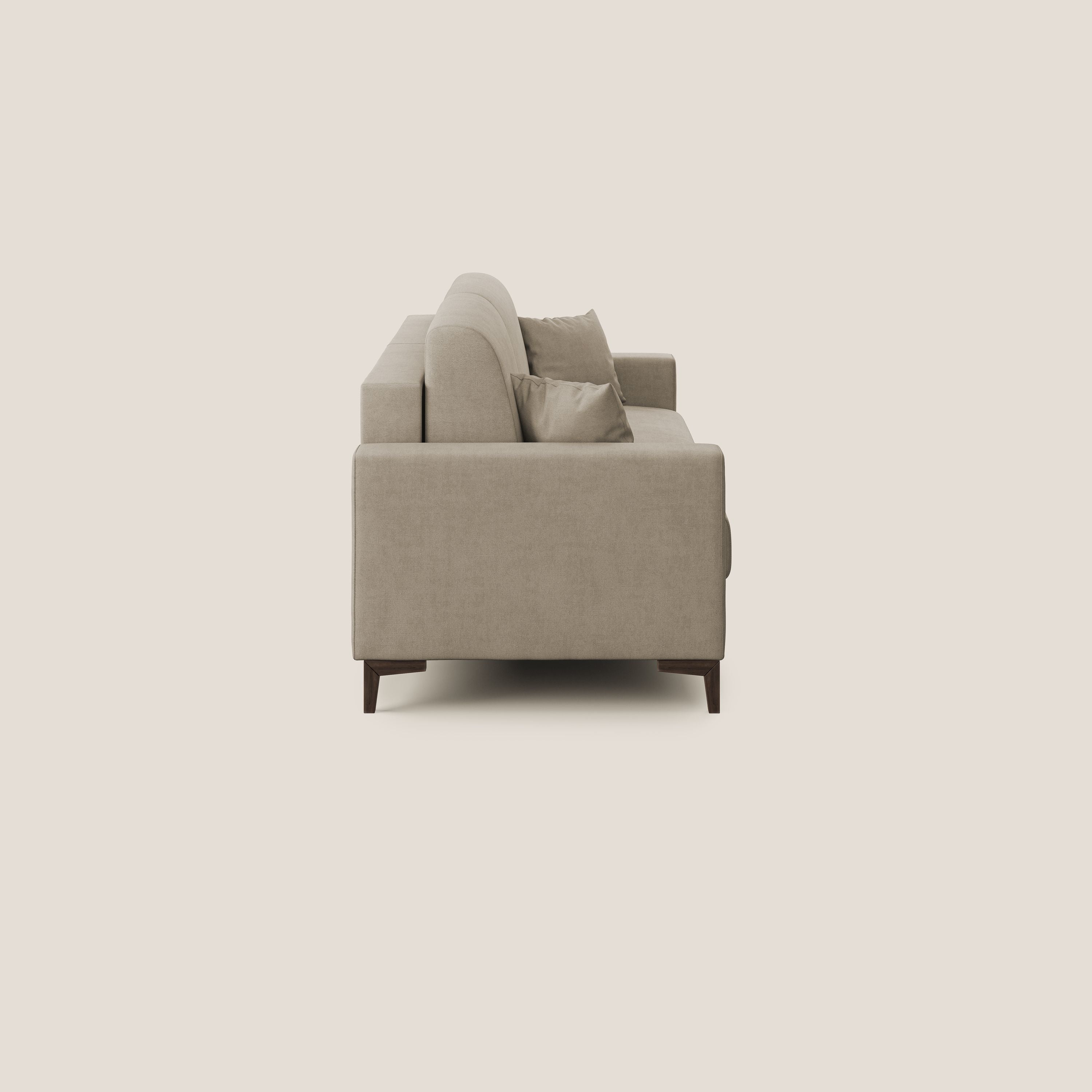 Kafka divano letto matrimoniale in morbido tessuto impermeabile T02 beige - divani.store